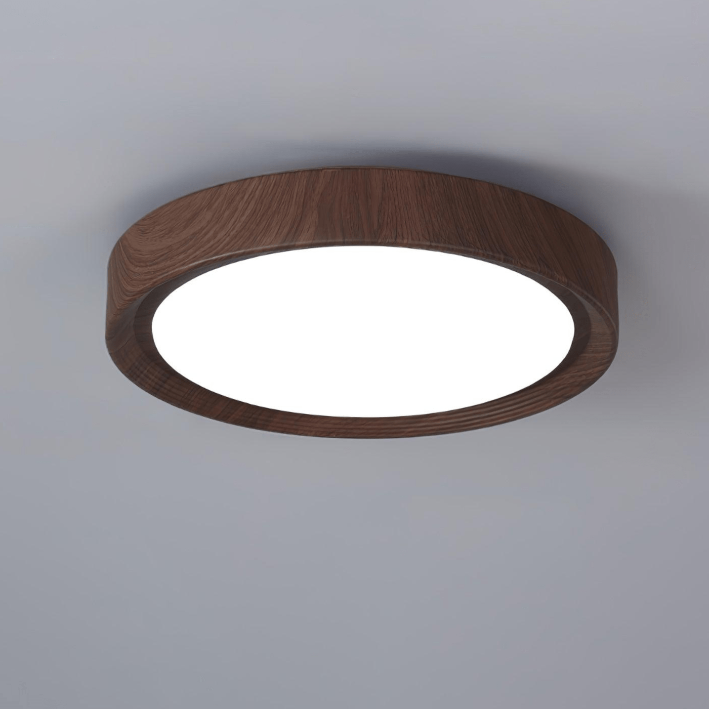Round Ceiling Lamp with Wood Grain