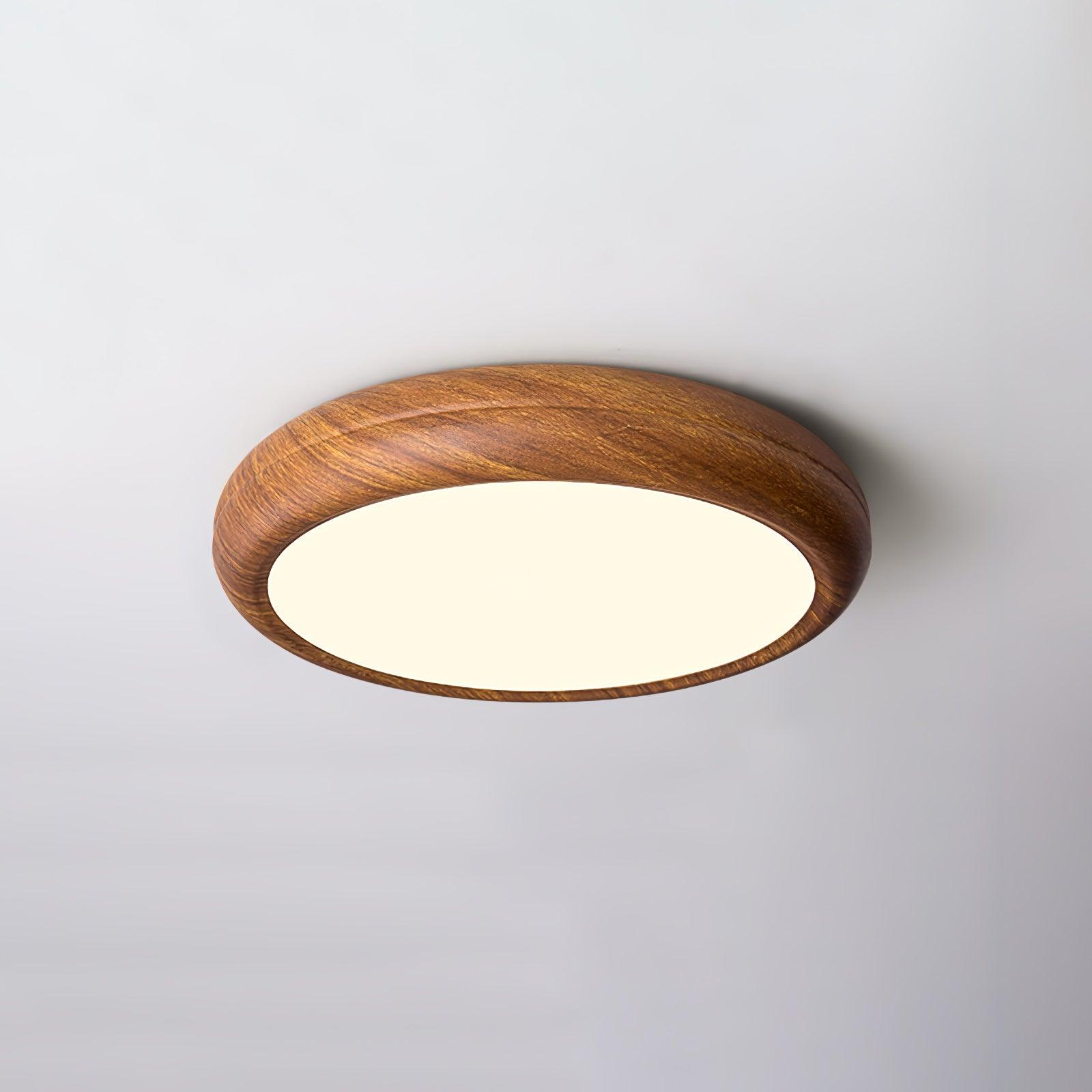 Round Ceiling Lamp with Wood Grain