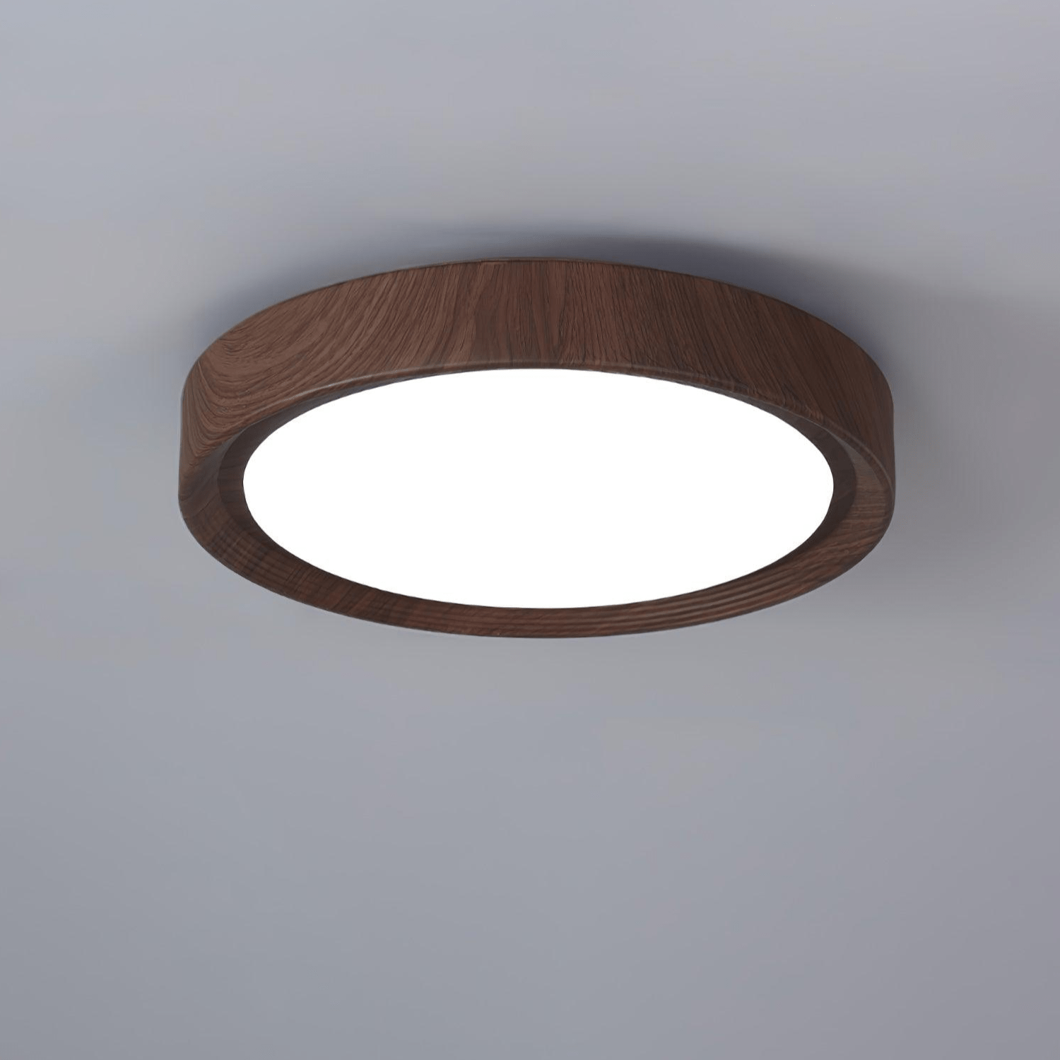 Round Ceiling Lamp with Wood Grain