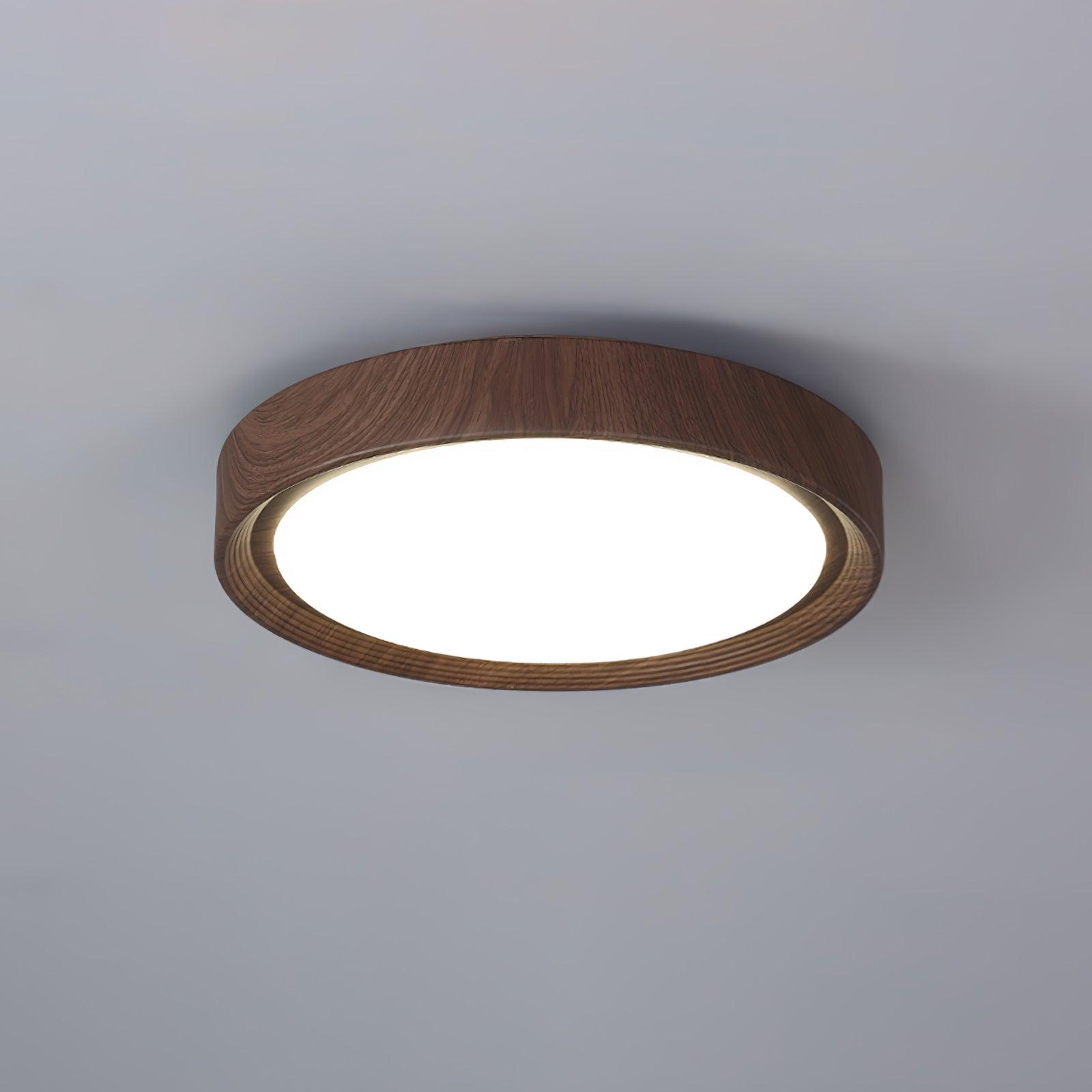 Round Ceiling Lamp with Wood Grain