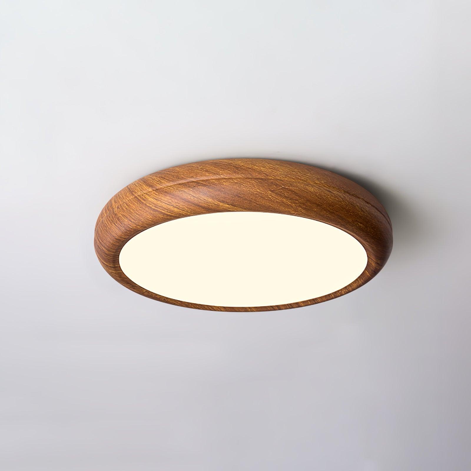 Round Ceiling Lamp with Wood Grain