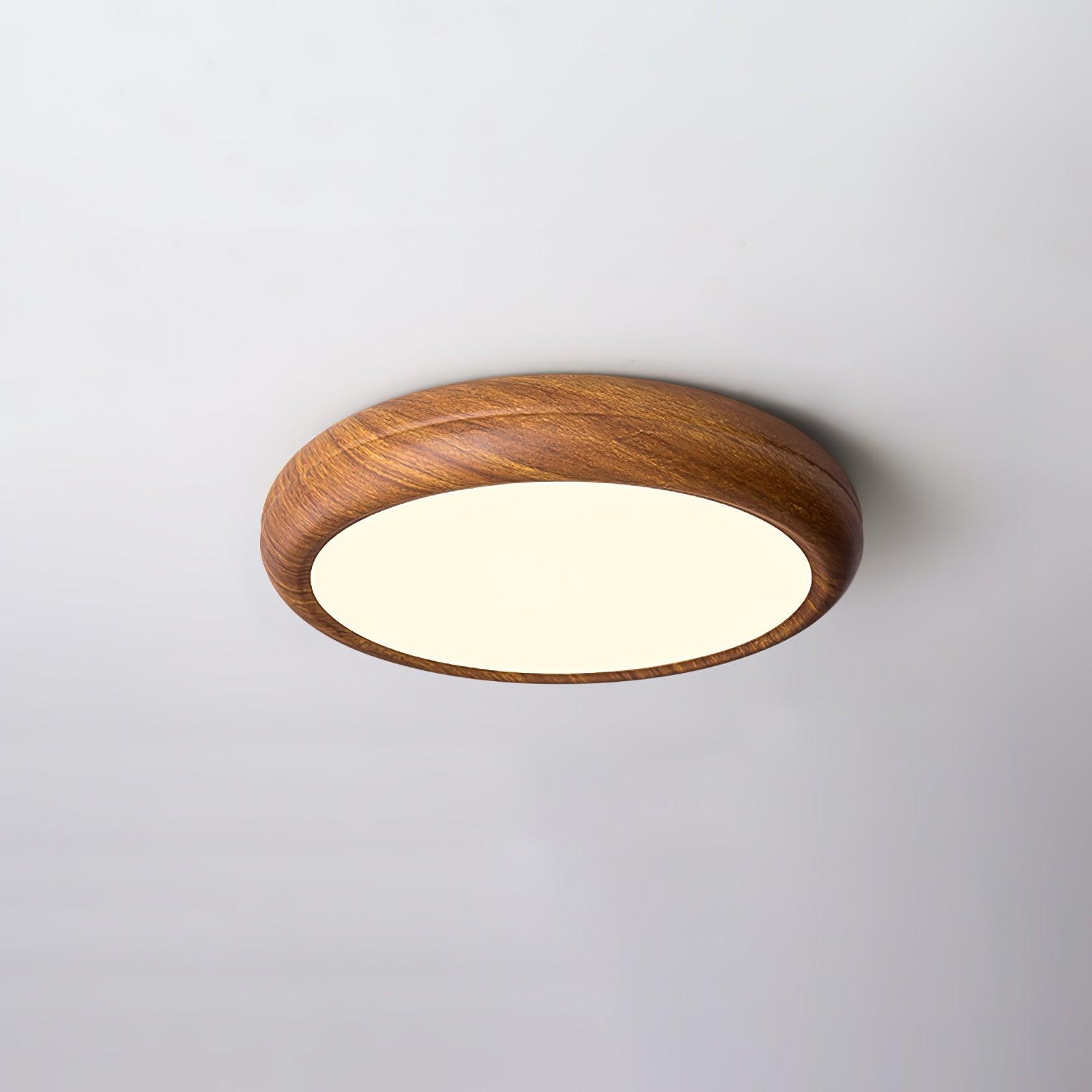 Round Ceiling Lamp with Wood Grain