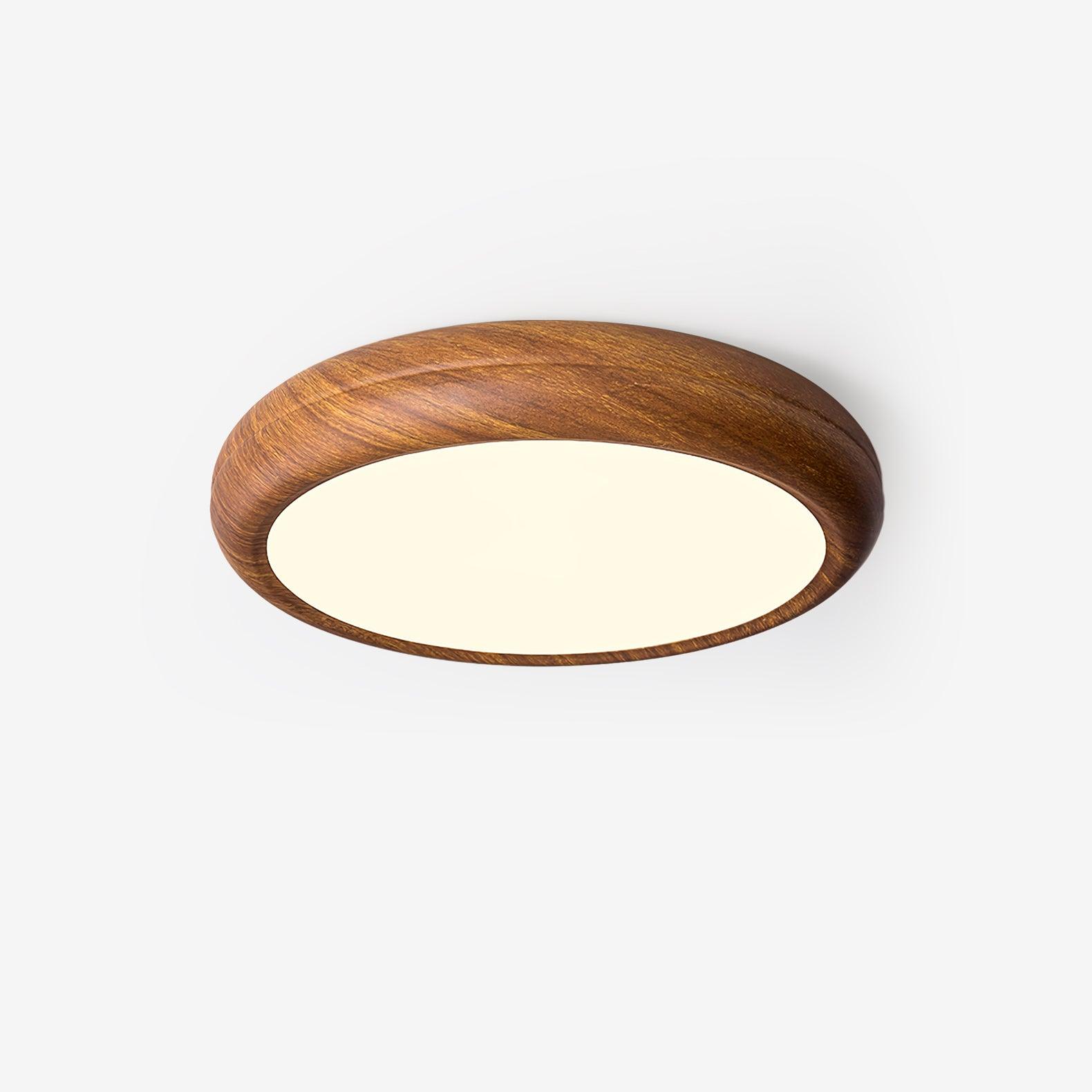 Round Ceiling Lamp with Wood Grain