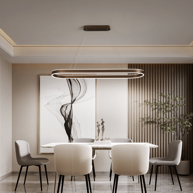 Rose Gold Pendant Lamp Modern Linear Chandelier LED Ceiling Light | Kitchen Island Dining Room Lighting Fixture | 10–15m² Coverage