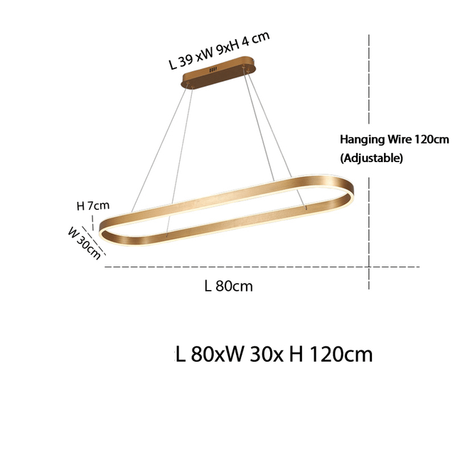 Rose Gold Pendant Lamp Modern Linear Chandelier LED Ceiling Light | Kitchen Island Dining Room Lighting Fixture | 10–15m² Coverage
