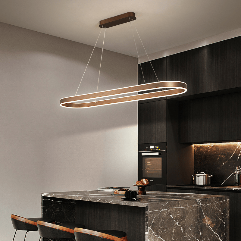 Rose Gold Pendant Lamp Modern Linear Chandelier LED Ceiling Light | Kitchen Island Dining Room Lighting Fixture | 10–15m² Coverage