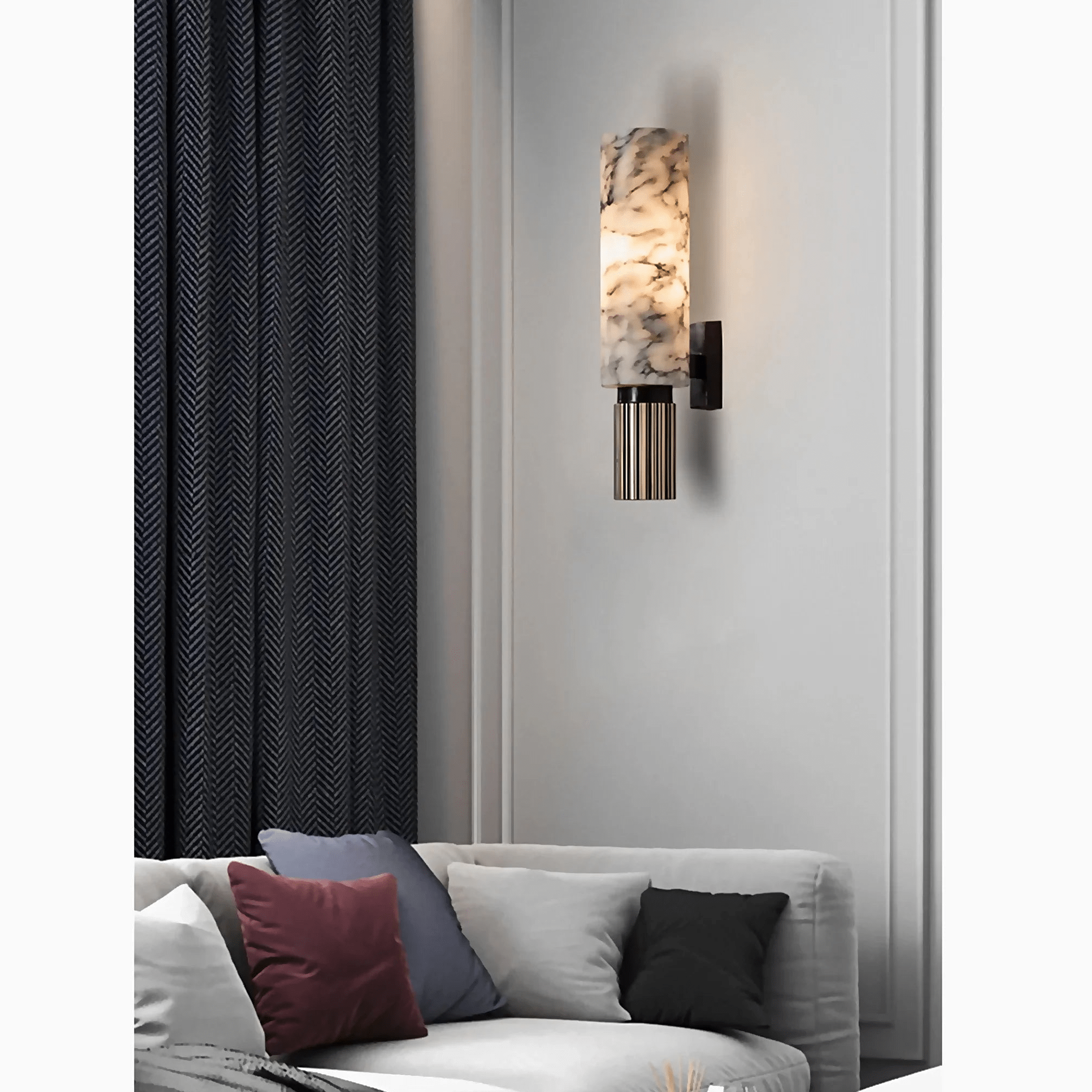 Marble Wall Lamp Modern Design | Natural Stone Wall Light | Copper Finish | E14 LED 5W | Indoor Decorative Lighting