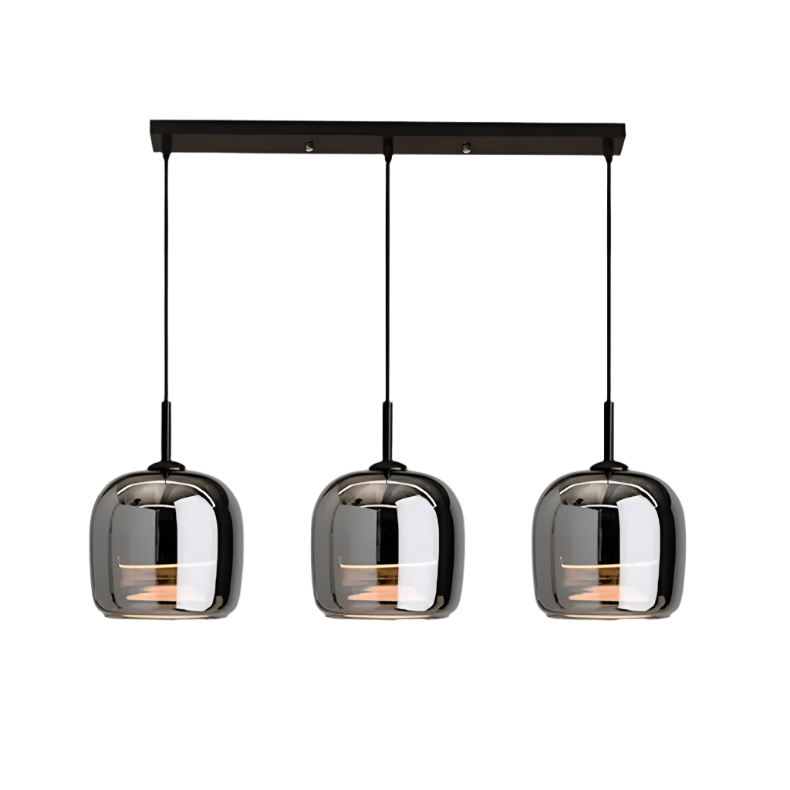 Scandinavian Black Glass Pendant Light for Kitchen Island & Bedside | Modern Minimalist Hanging Lamp | E27 Socket | 16x18cm