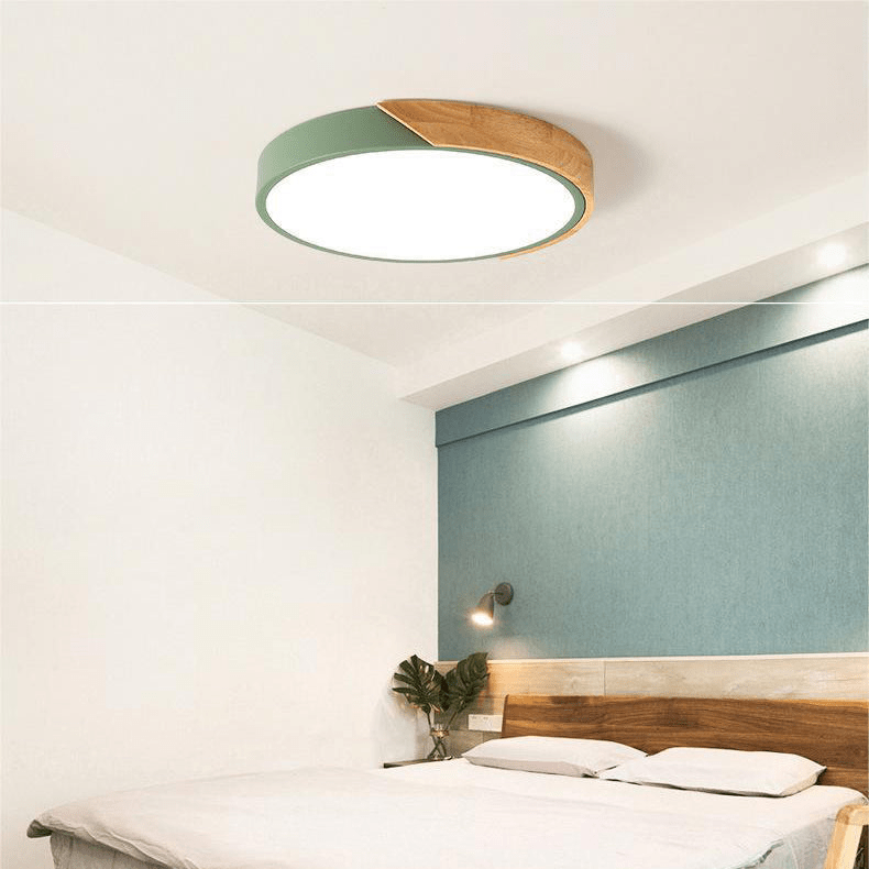 Scandinavian Wooden Macaron Round Ceiling Lamp