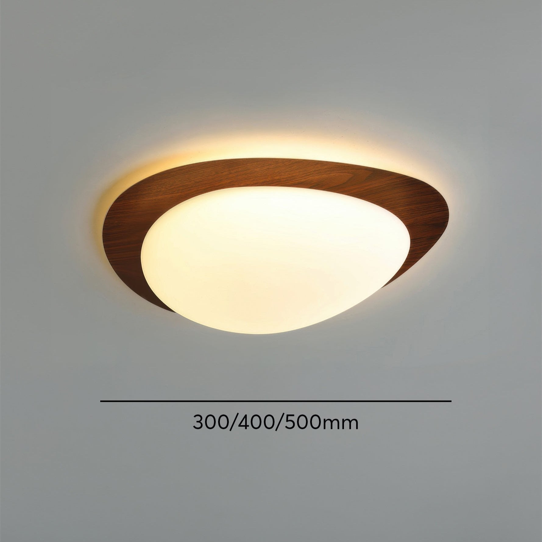 Scandinavian Wood Grain LED Ceiling Lamp | Pebble Texture Flush Mount Light | Warm Non-Glare Lighting | 30–58cm