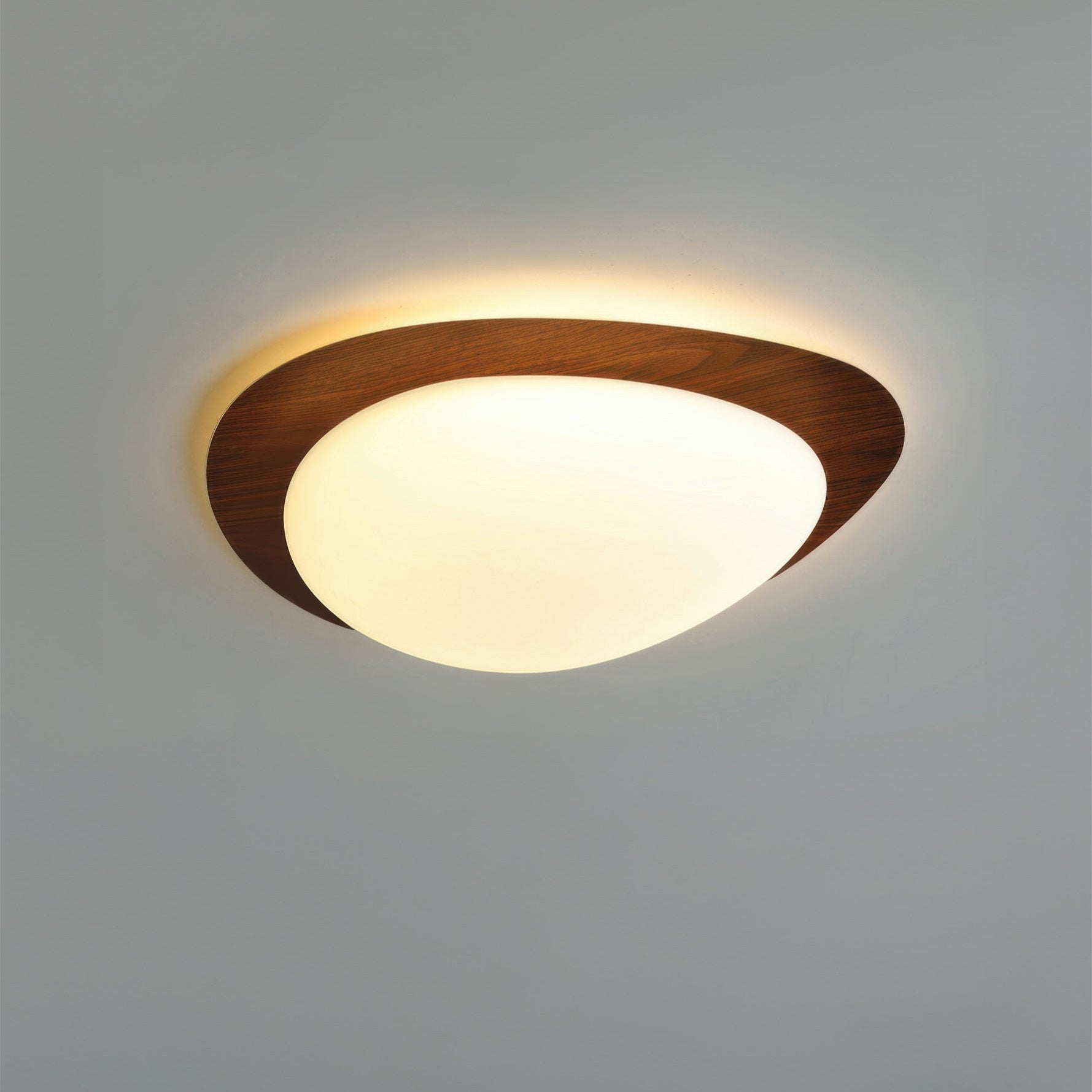 Scandinavian Wood Grain LED Ceiling Lamp | Pebble Texture Flush Mount Light | Warm Non-Glare Lighting | 30–58cm