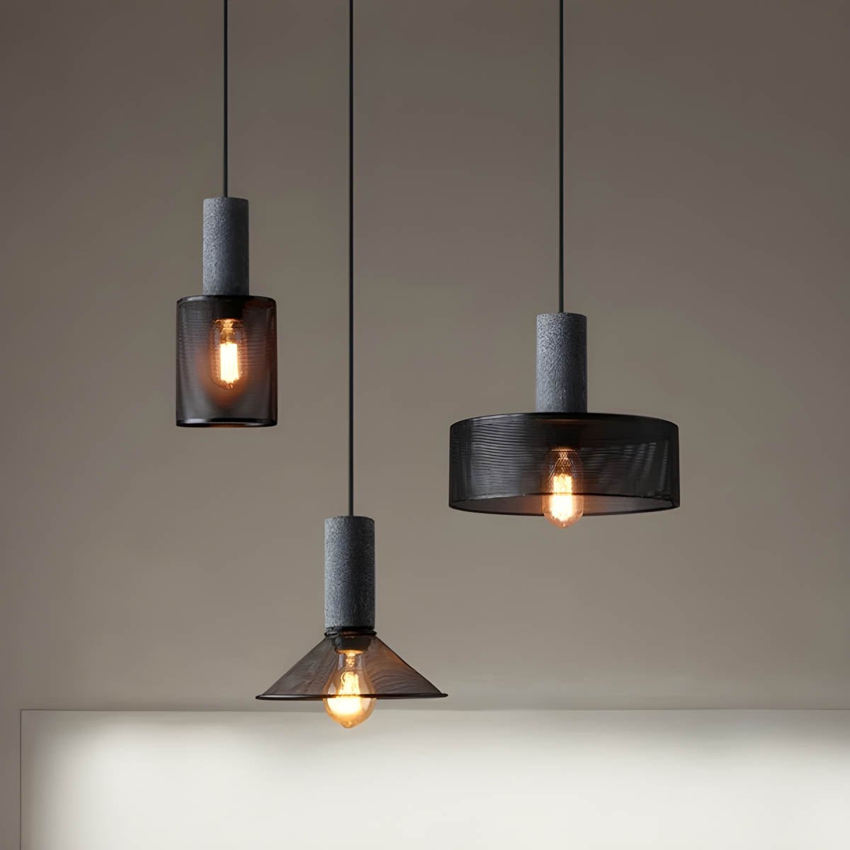 Industrial Loft Pendant Light for Kitchen & Dining | Concrete Iron Design | E27 LED Bulb | Adjustable 150cm Cable | 6.5–25cm
