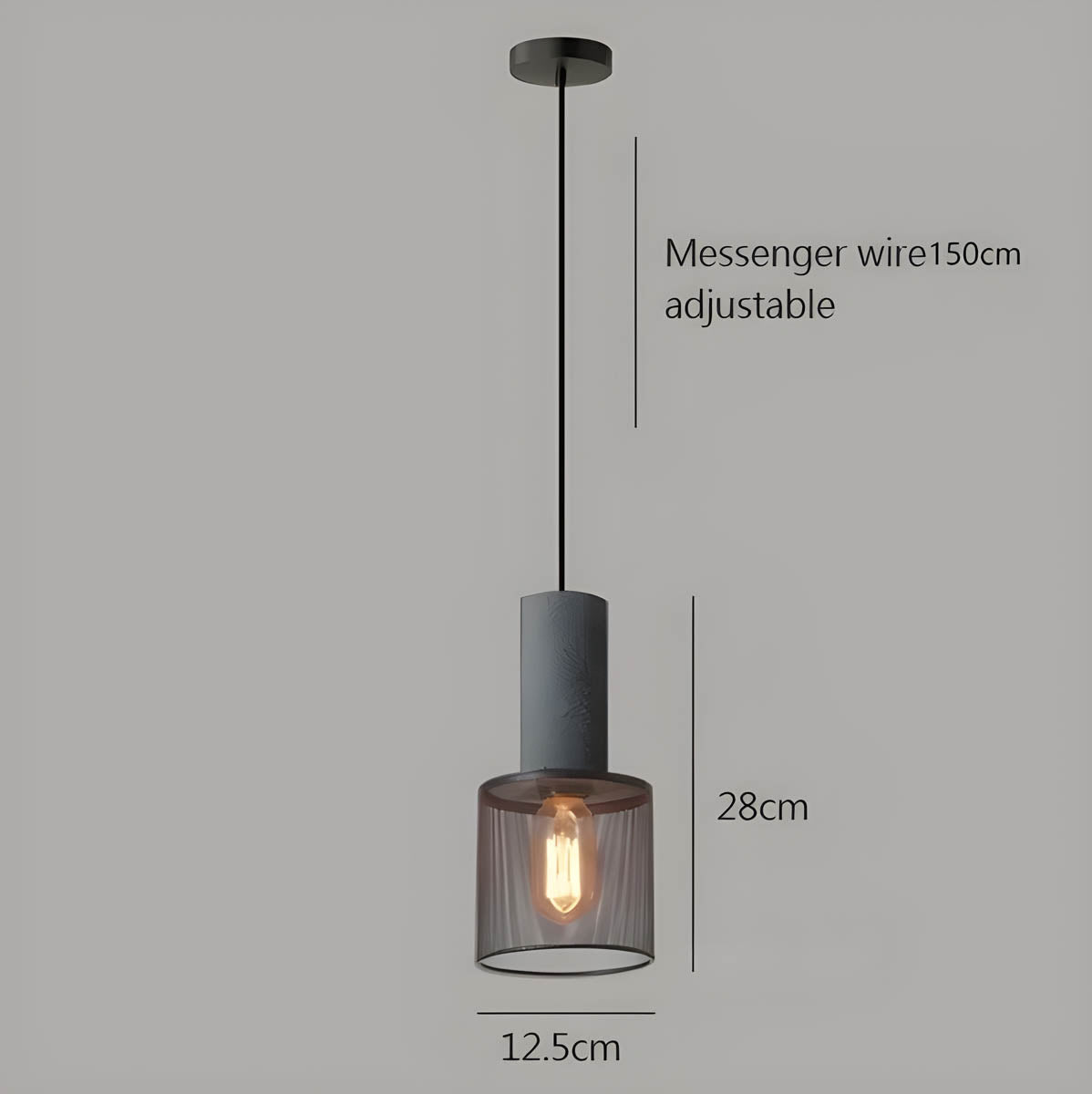 Industrial Loft Pendant Light for Kitchen & Dining | Concrete Iron Design | E27 LED Bulb | Adjustable 150cm Cable | 6.5–25cm