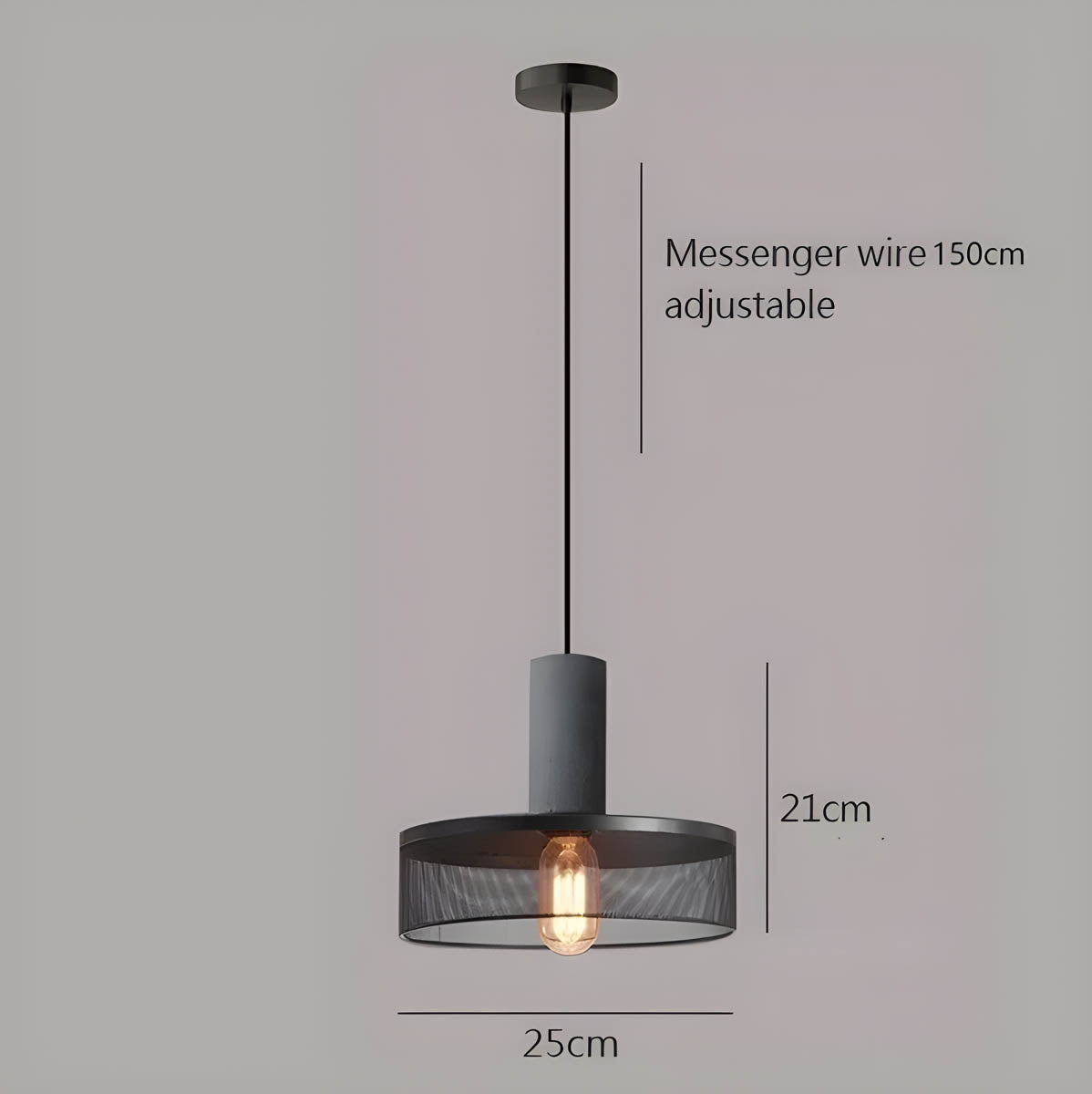 Industrial Loft Pendant Light for Kitchen & Dining | Concrete Iron Design | E27 LED Bulb | Adjustable 150cm Cable | 6.5–25cm