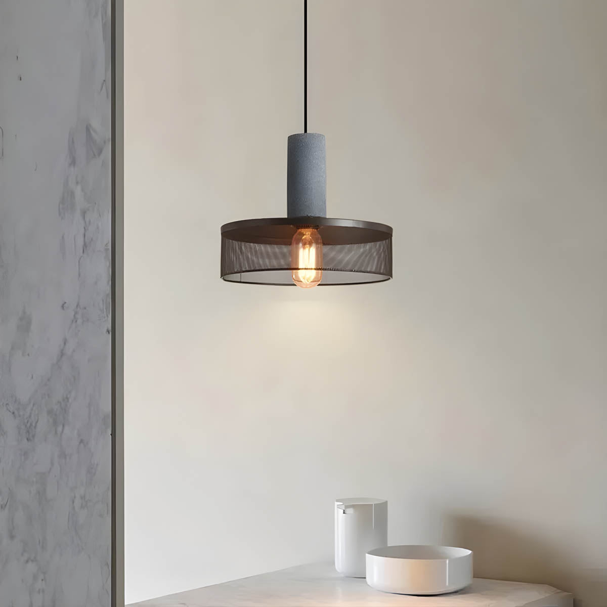Industrial Loft Pendant Light for Kitchen & Dining | Concrete Iron Design | E27 LED Bulb | Adjustable 150cm Cable | 6.5–25cm