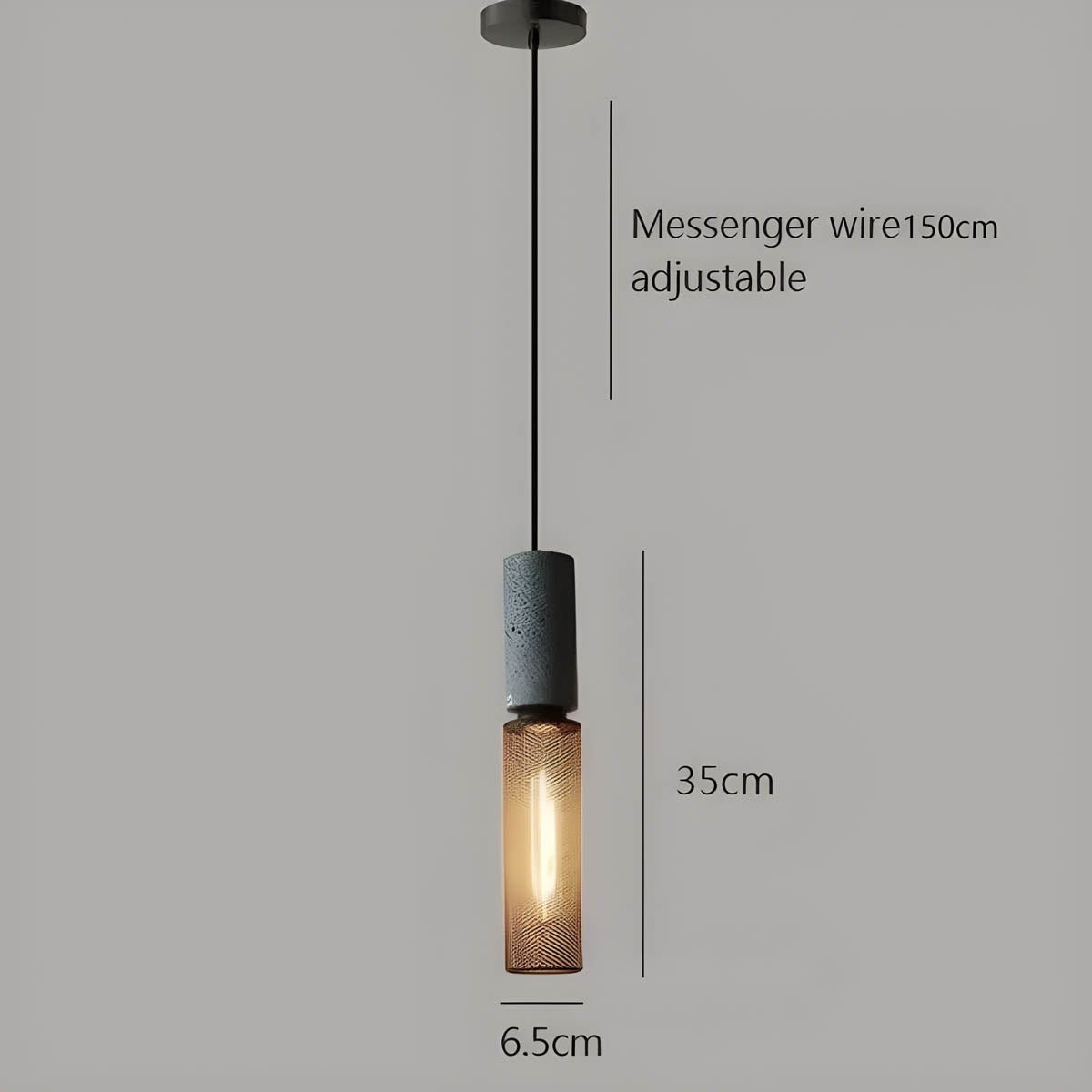 Industrial Loft Pendant Light for Kitchen & Dining | Concrete Iron Design | E27 LED Bulb | Adjustable 150cm Cable | 6.5–25cm