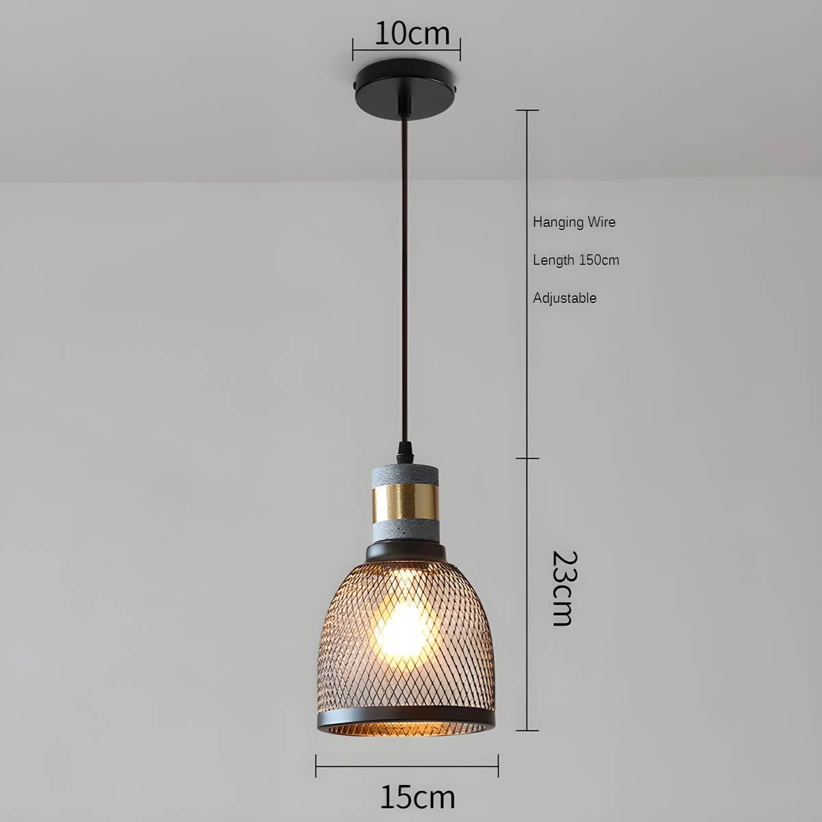 Industrial Loft Pendant Light for Kitchen & Dining | Concrete Iron Design | E27 LED Bulb | Adjustable 150cm Cable | 6.5–25cm