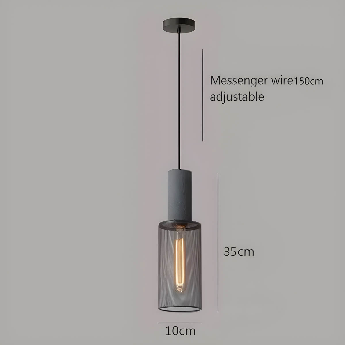 Industrial Loft Pendant Light for Kitchen & Dining | Concrete Iron Design | E27 LED Bulb | Adjustable 150cm Cable | 6.5–25cm