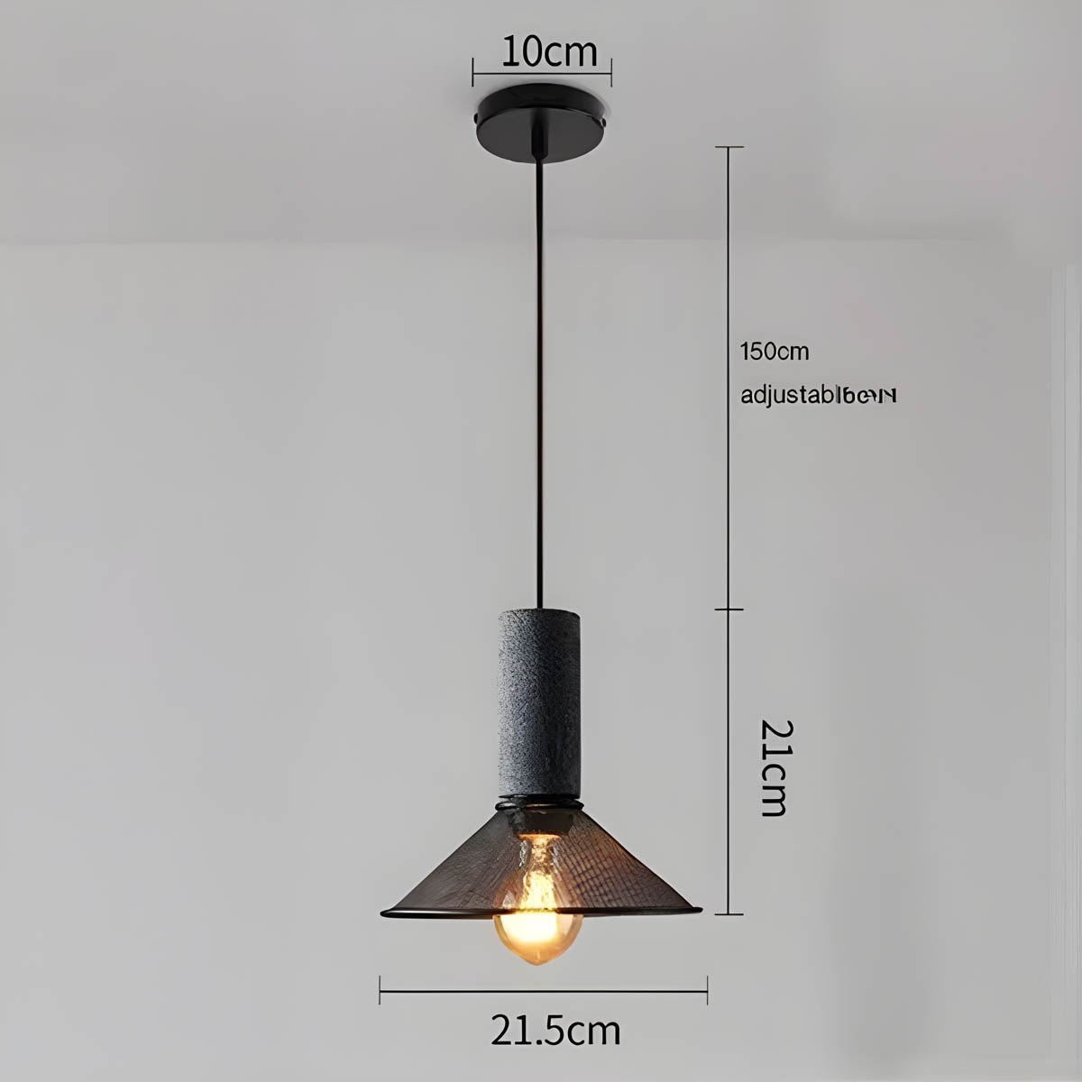 Industrial Loft Pendant Light for Kitchen & Dining | Concrete Iron Design | E27 LED Bulb | Adjustable 150cm Cable | 6.5–25cm