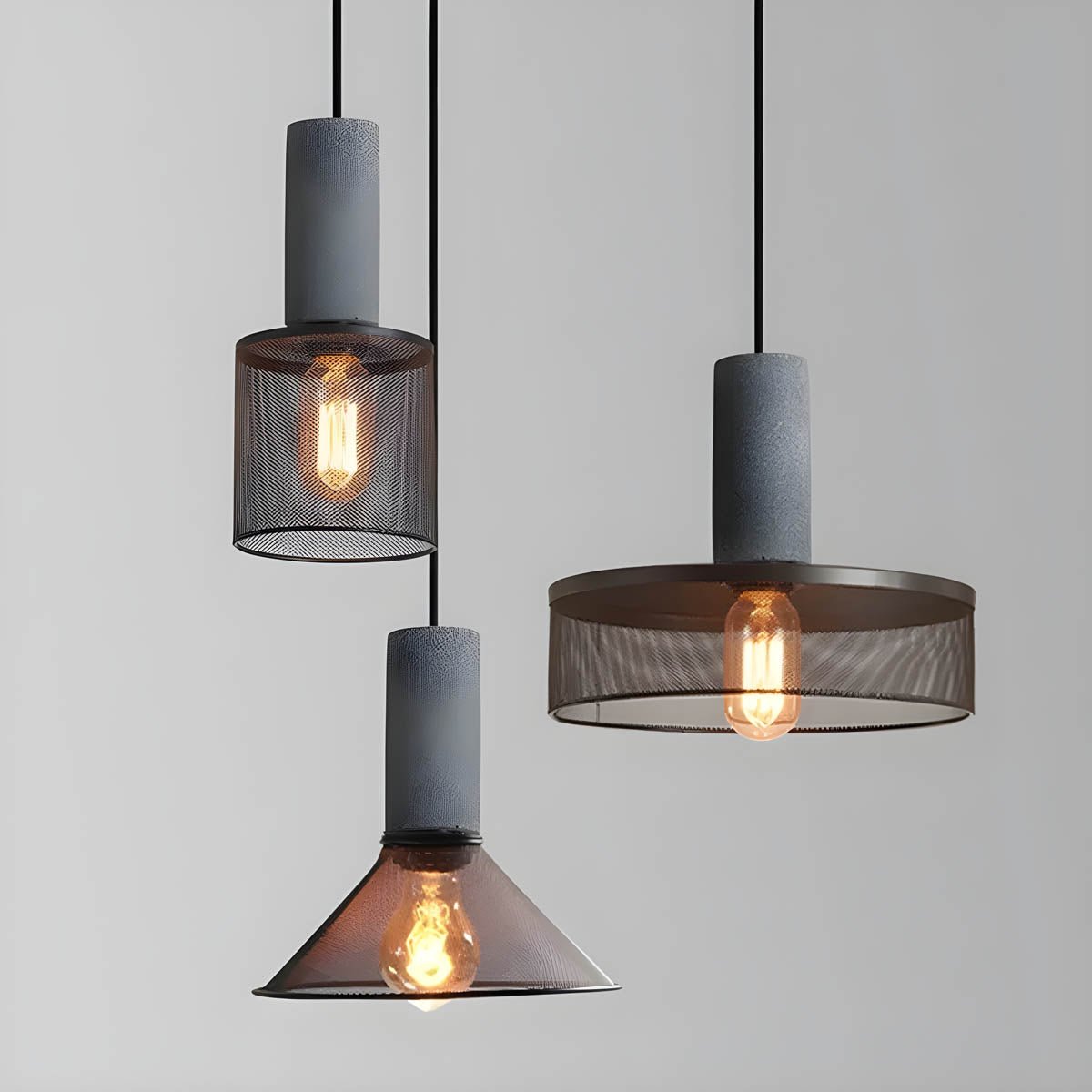 Industrial Loft Pendant Light for Kitchen & Dining | Concrete Iron Design | E27 LED Bulb | Adjustable 150cm Cable | 6.5–25cm