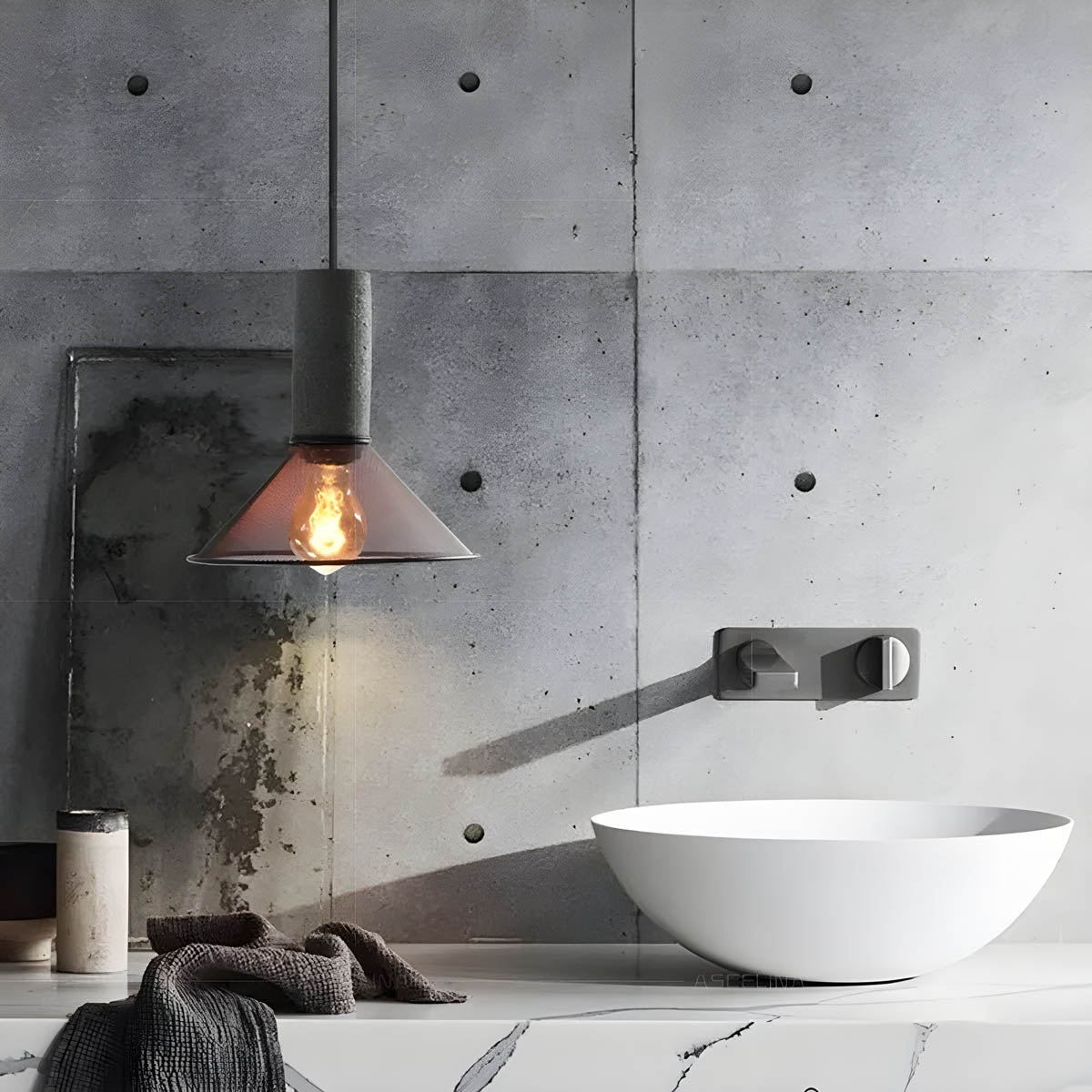 Industrial Loft Pendant Light for Kitchen & Dining | Concrete Iron Design | E27 LED Bulb | Adjustable 150cm Cable | 6.5–25cm
