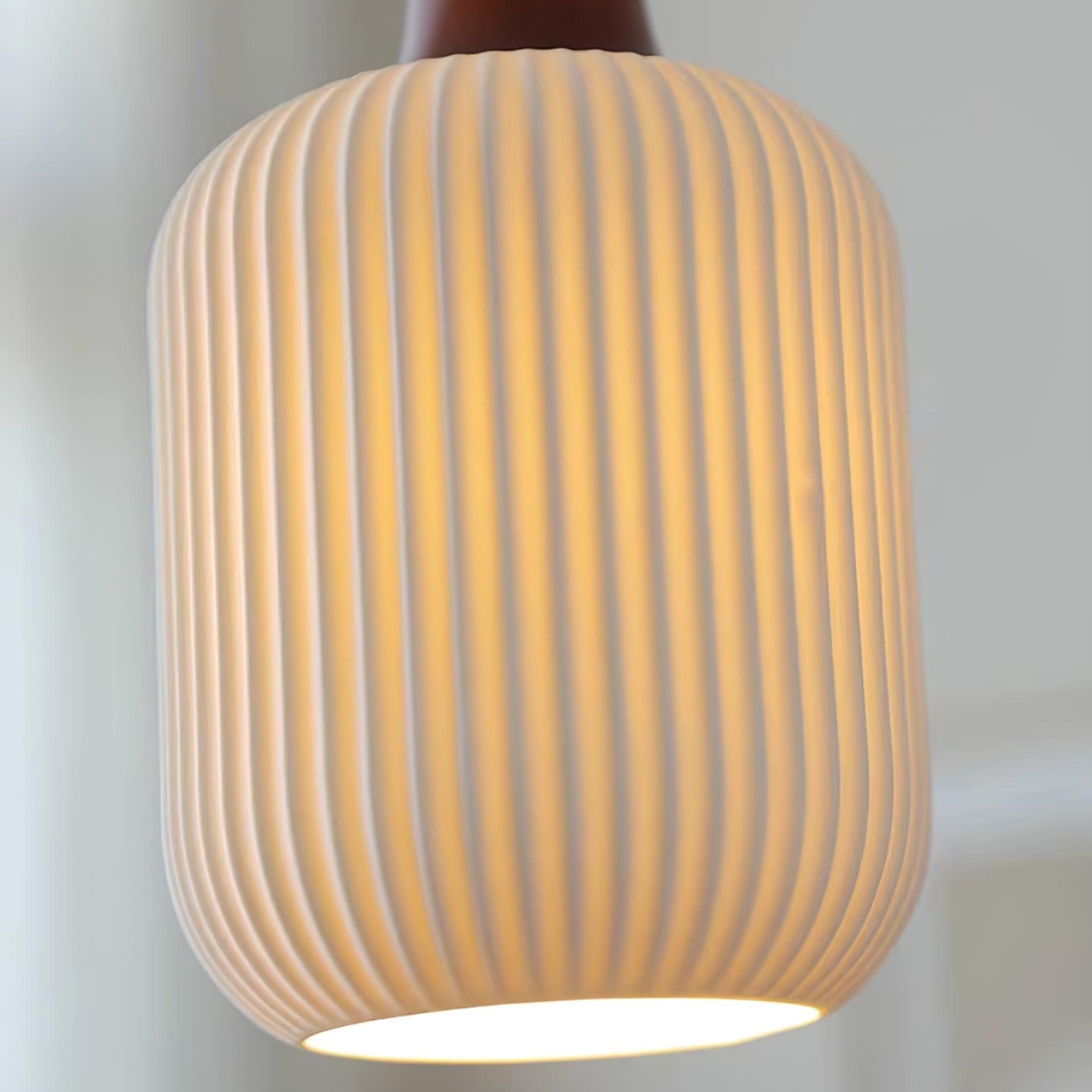 Ceramic Pendant Light for Dining Room & Bedroom | Scandinavian Oak Design | E26/E27 Socket | Rustic Minimalist Hanging Lamp