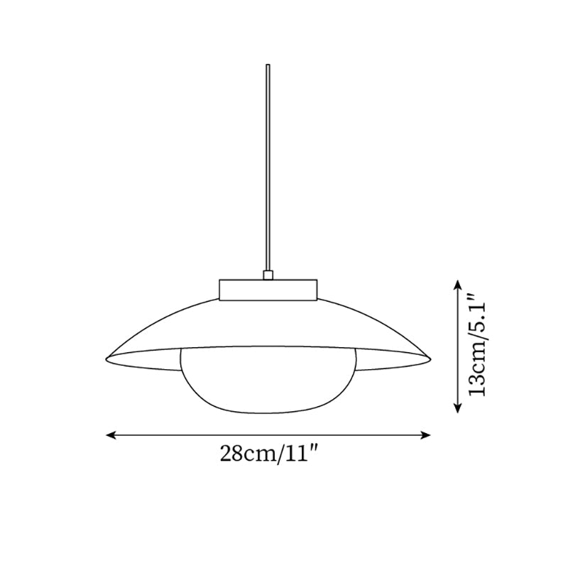 Scandinavian Pendant Lamp for Kitchen & Dining | Dish-Shaped Minimalist Light | Wood Accent Design | E27 Socket | 28cm