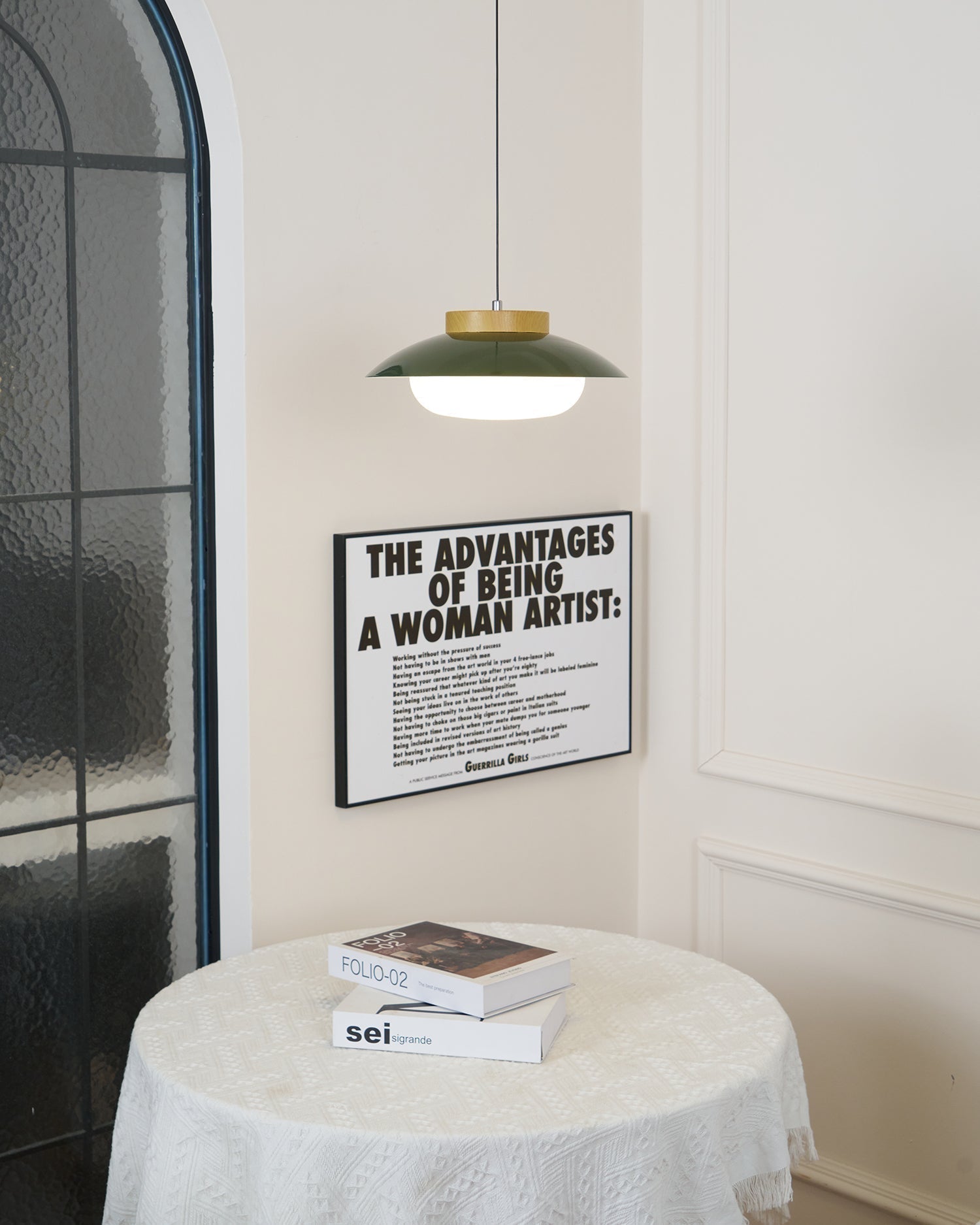 Scandinavian Pendant Lamp for Kitchen & Dining | Dish-Shaped Minimalist Light | Wood Accent Design | E27 Socket | 28cm