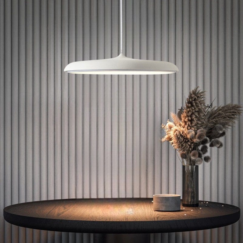 Scandinavian Disc Pendant Lamp for Dining Room & Kitchen | Minimalist Floating LED Light | Metal & Acrylic | 25–40cm