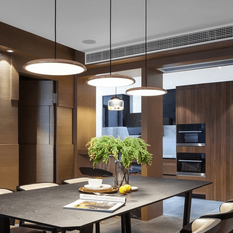 Scandinavian Disc Pendant Lamp for Dining Room & Kitchen | Minimalist Floating LED Light | Metal & Acrylic | 25–40cm
