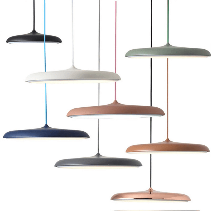 Scandinavian Disc Pendant Lamp for Dining Room & Kitchen | Minimalist Floating LED Light | Metal & Acrylic | 25–40cm
