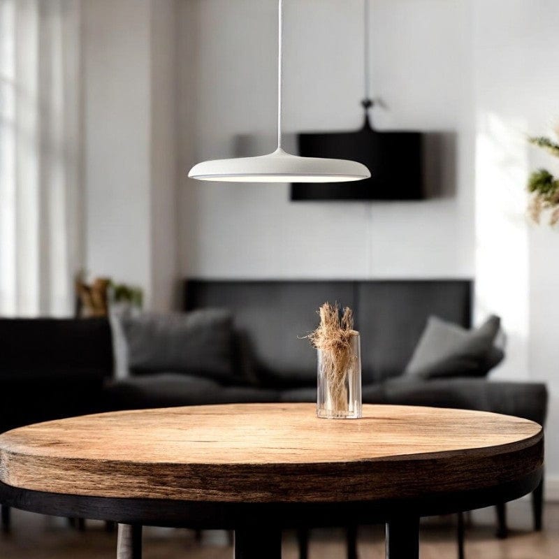 Scandinavian Disc Pendant Lamp for Dining Room & Kitchen | Minimalist Floating LED Light | Metal & Acrylic | 25–40cm