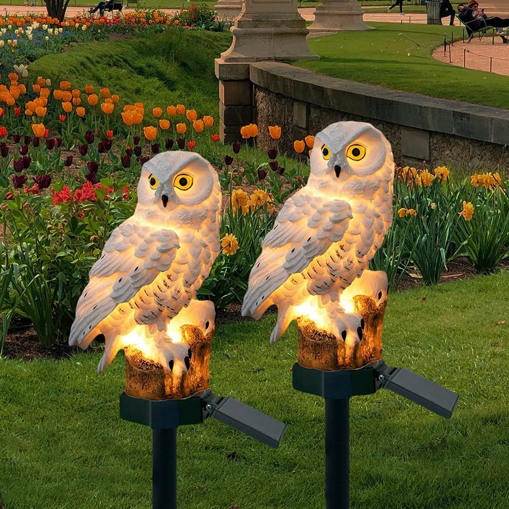Solar Owl Lamp 2-Pack Outdoor LED Garden Lights | Decorative Animal Design | IP65 Waterproof | ABS Solar Pathway Lighting