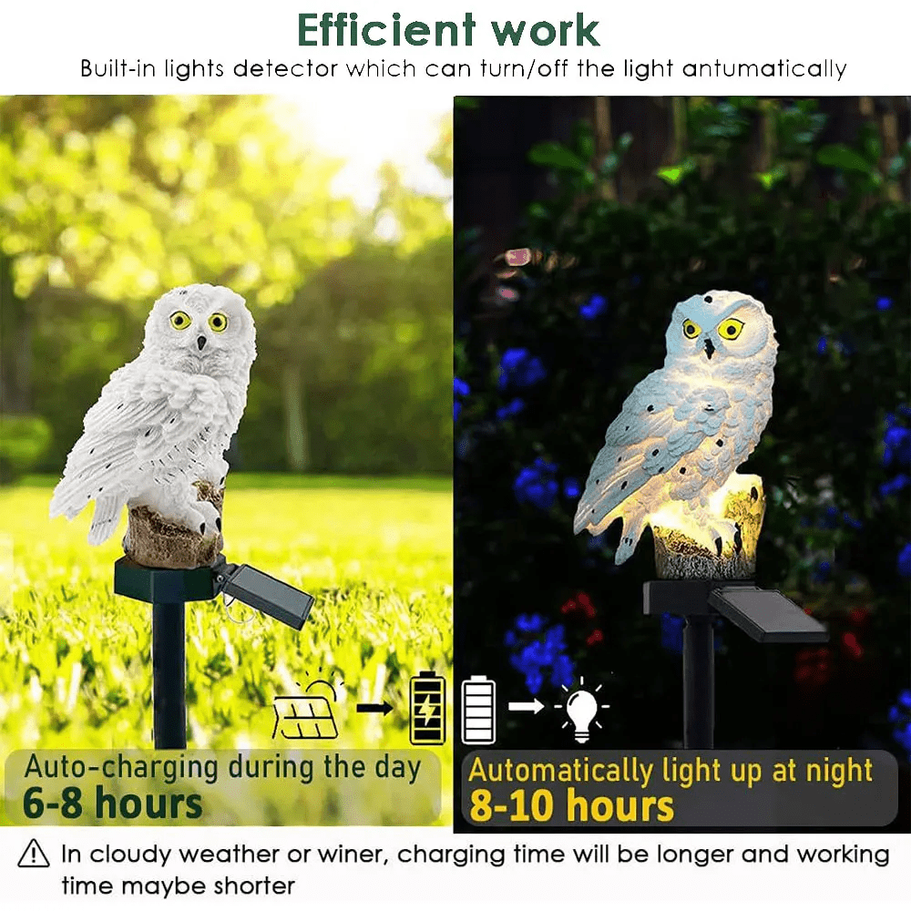 Solar Owl Lamp 2-Pack Outdoor LED Garden Lights | Decorative Animal Design | IP65 Waterproof | ABS Solar Pathway Lighting
