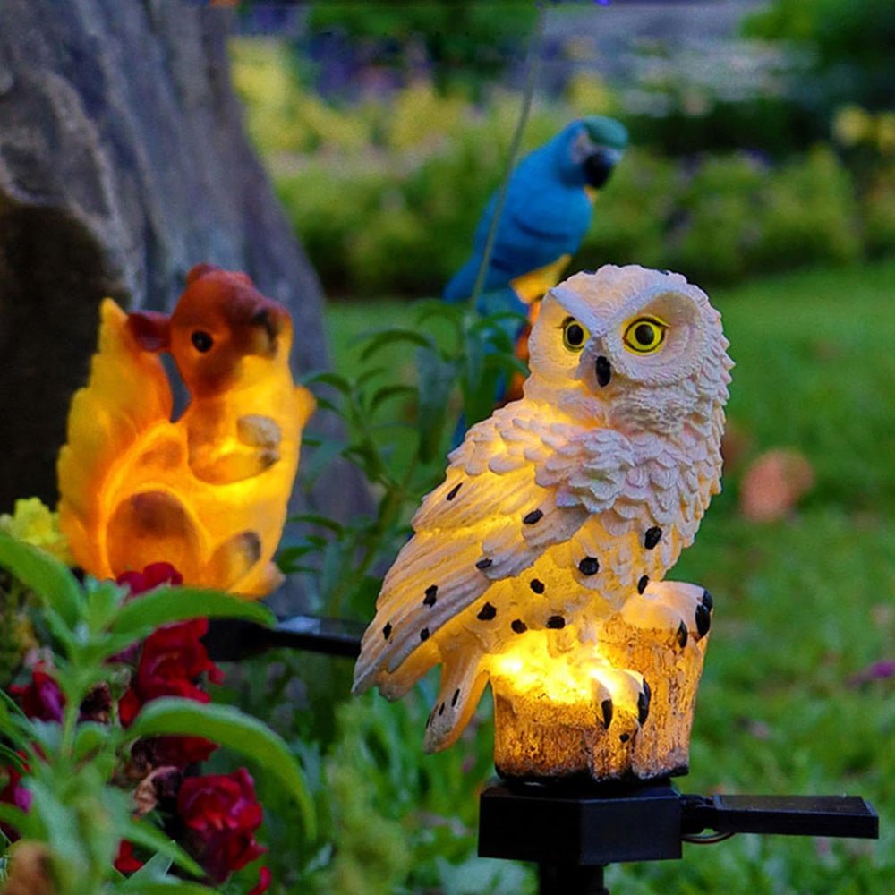 Solar Owl Lamp 2-Pack Outdoor LED Garden Lights | Decorative Animal Design | IP65 Waterproof | ABS Solar Pathway Lighting