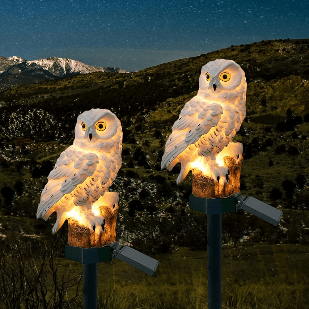 Solar Owl Lamp 2-Pack Outdoor LED Garden Lights | Decorative Animal Design | IP65 Waterproof | ABS Solar Pathway Lighting