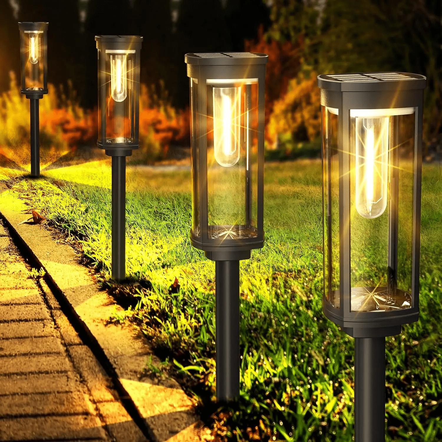 Solar Lanterns Outdoor LED Lighting | Eco-Friendly Garden & Pathway Lights | Aluminum & Plastic | Compact 19cm Design