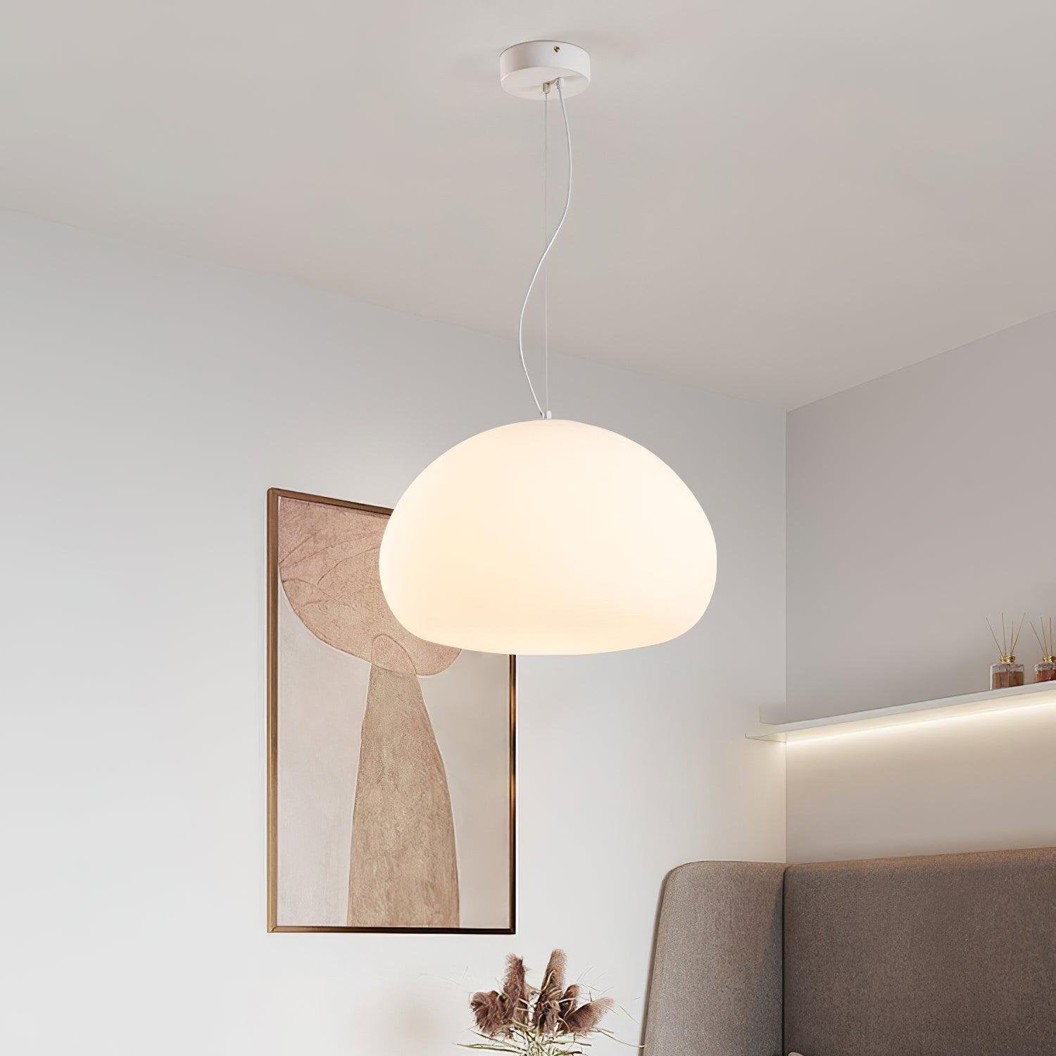 Steamed Bun Hanging Pendant Lamp Glass Ceiling Light | E26/E27 Socket | Adjustable Cable | Warm Ambient LED Lighting