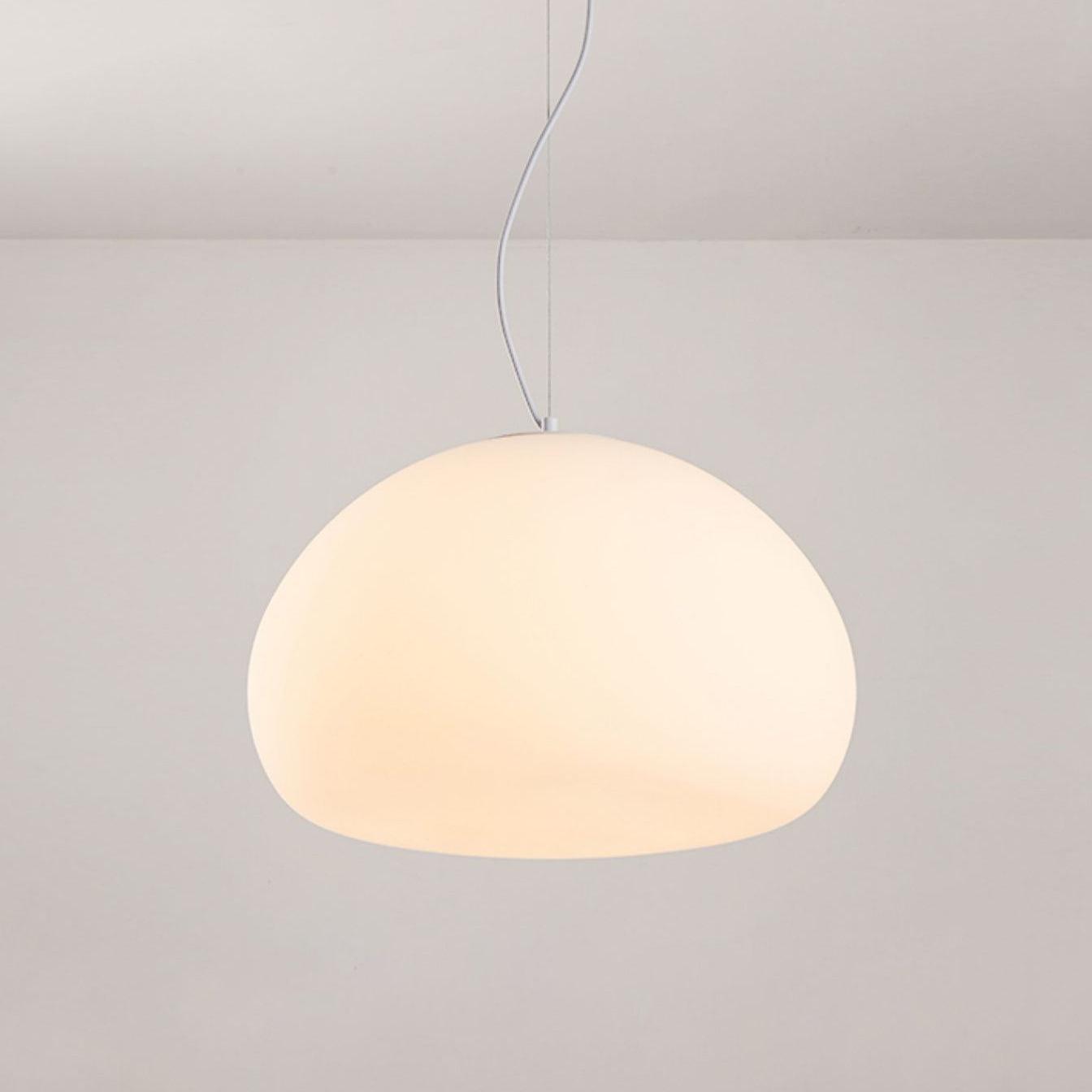 Steamed Bun Hanging Pendant Lamp Glass Ceiling Light | E26/E27 Socket | Adjustable Cable | Warm Ambient LED Lighting