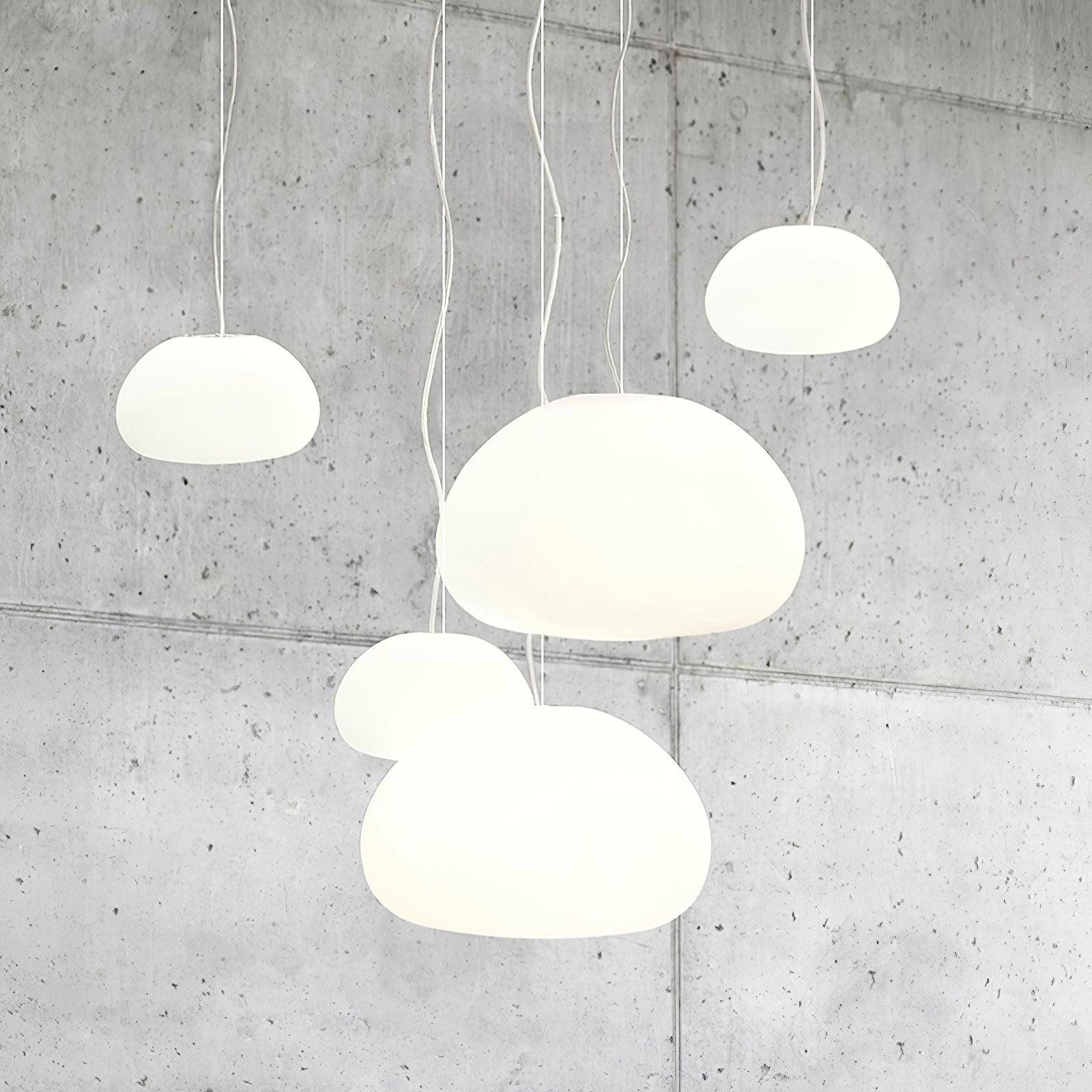 Steamed Bun Hanging Pendant Lamp Glass Ceiling Light | E26/E27 Socket | Adjustable Cable | Warm Ambient LED Lighting