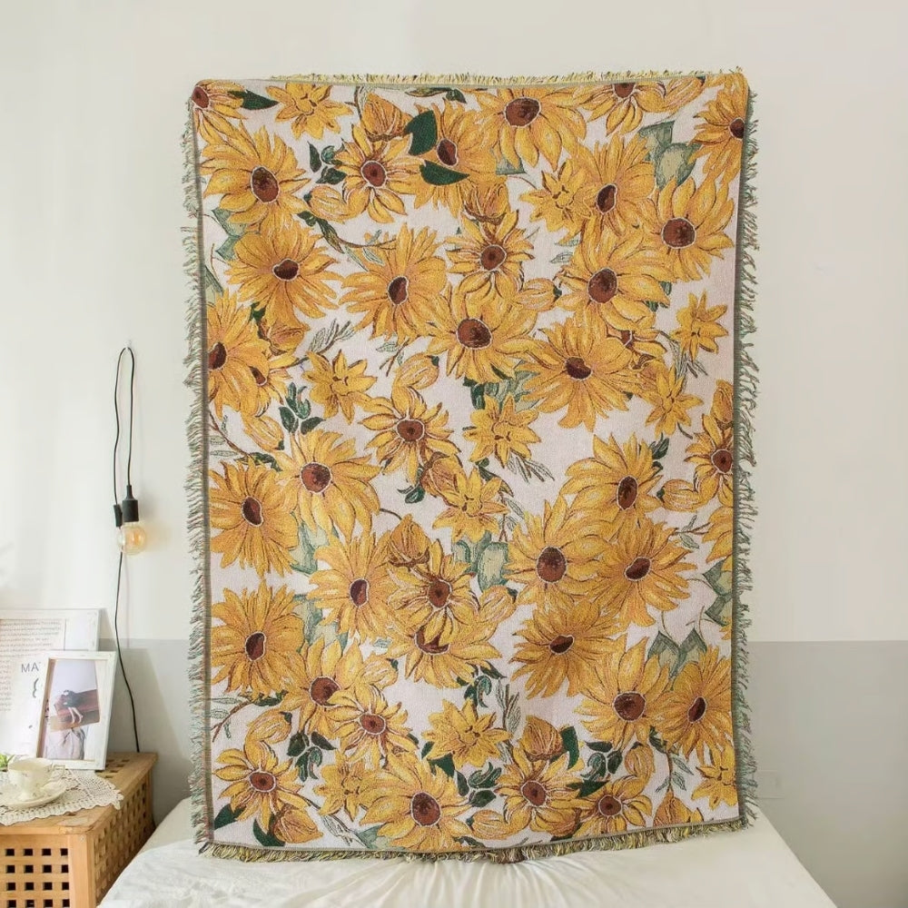 Floral Picnic Blanket 71x51 Inch | Lightweight Microfiber Mix | Sand Resistant Outdoor Beach Mat | Portable Travel Camping