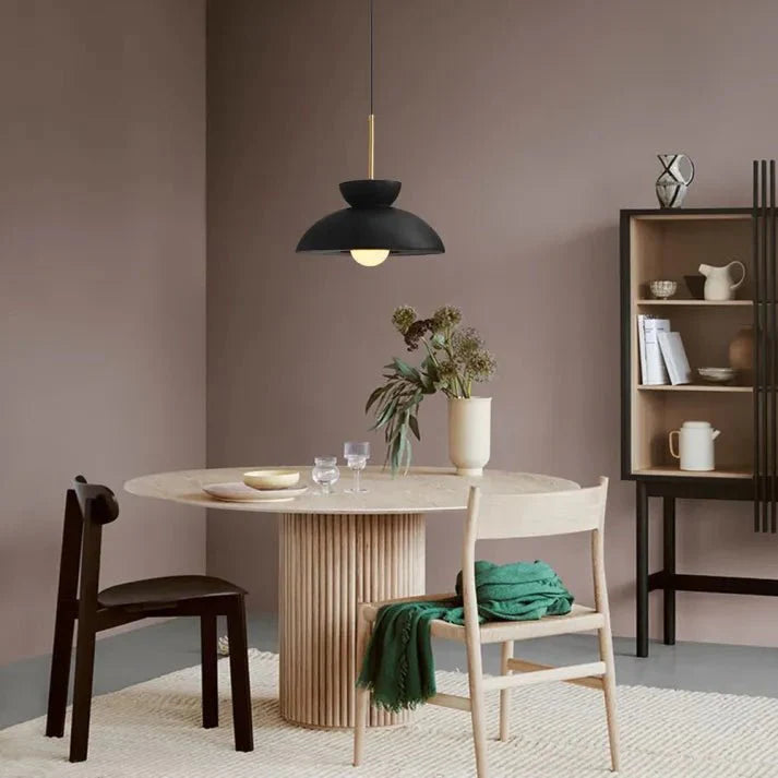 Scandinavian Pendant Lamp for Dining Room | Augustus Minimalist Metal Resin Design | E26/E27 Socket | Adjustable 1.5m Cable