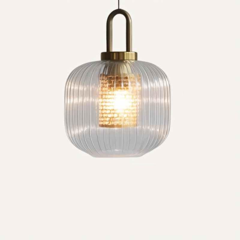 Tosqa Pendant Light Glass Ceiling Lamp | Striped Modern Design | E27 LED Socket | Adjustable 1.5m Cord Hanging Light
