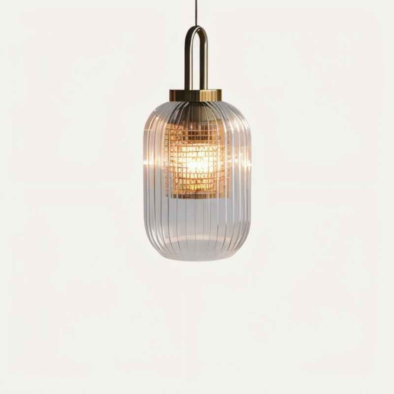 Tosqa Pendant Light Glass Ceiling Lamp | Striped Modern Design | E27 LED Socket | Adjustable 1.5m Cord Hanging Light