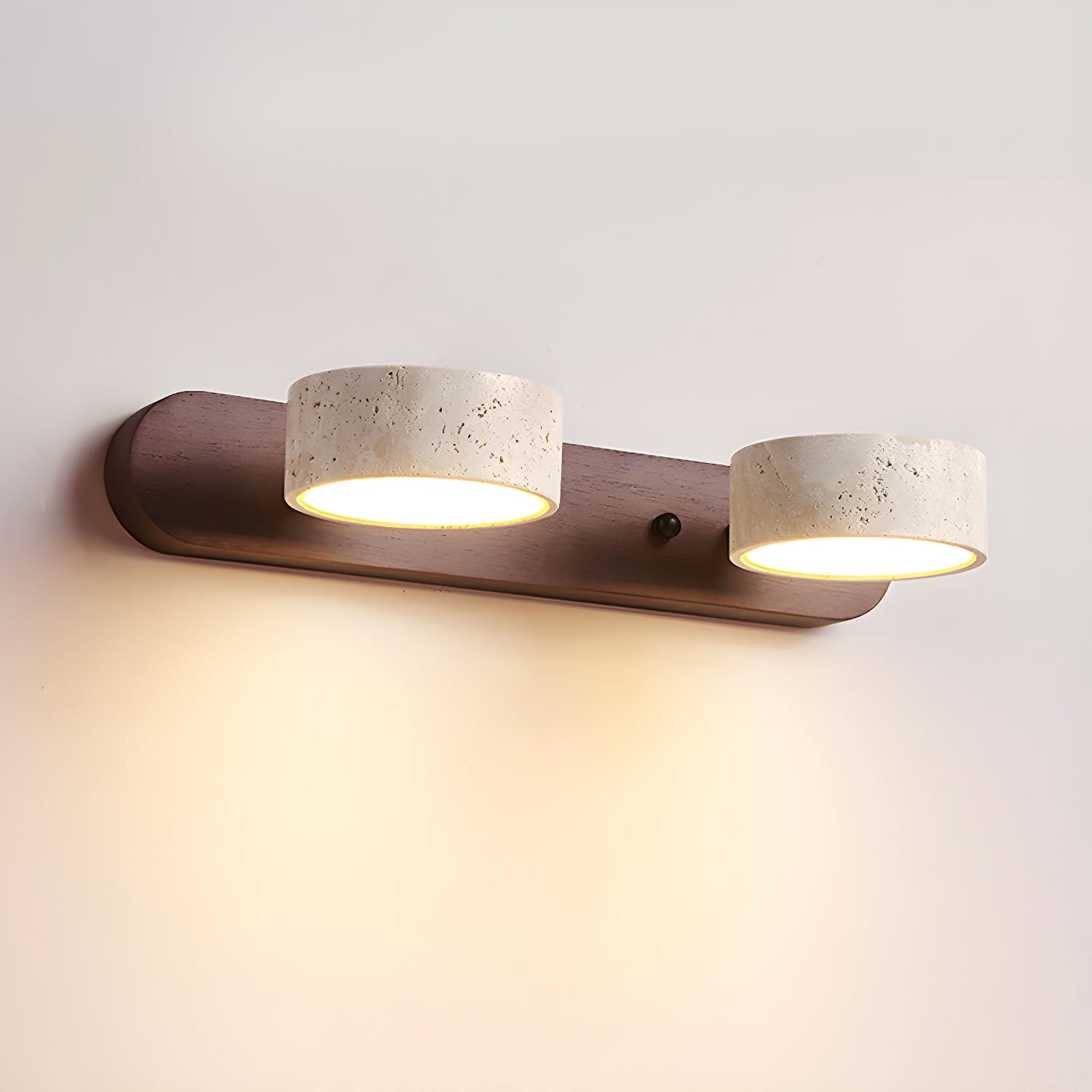 Travertine Duo Wall Lamp LED Bracket Light | Natural Stone & Wood | Modern Minimalist Wall Sconce | 2–4 Light Options