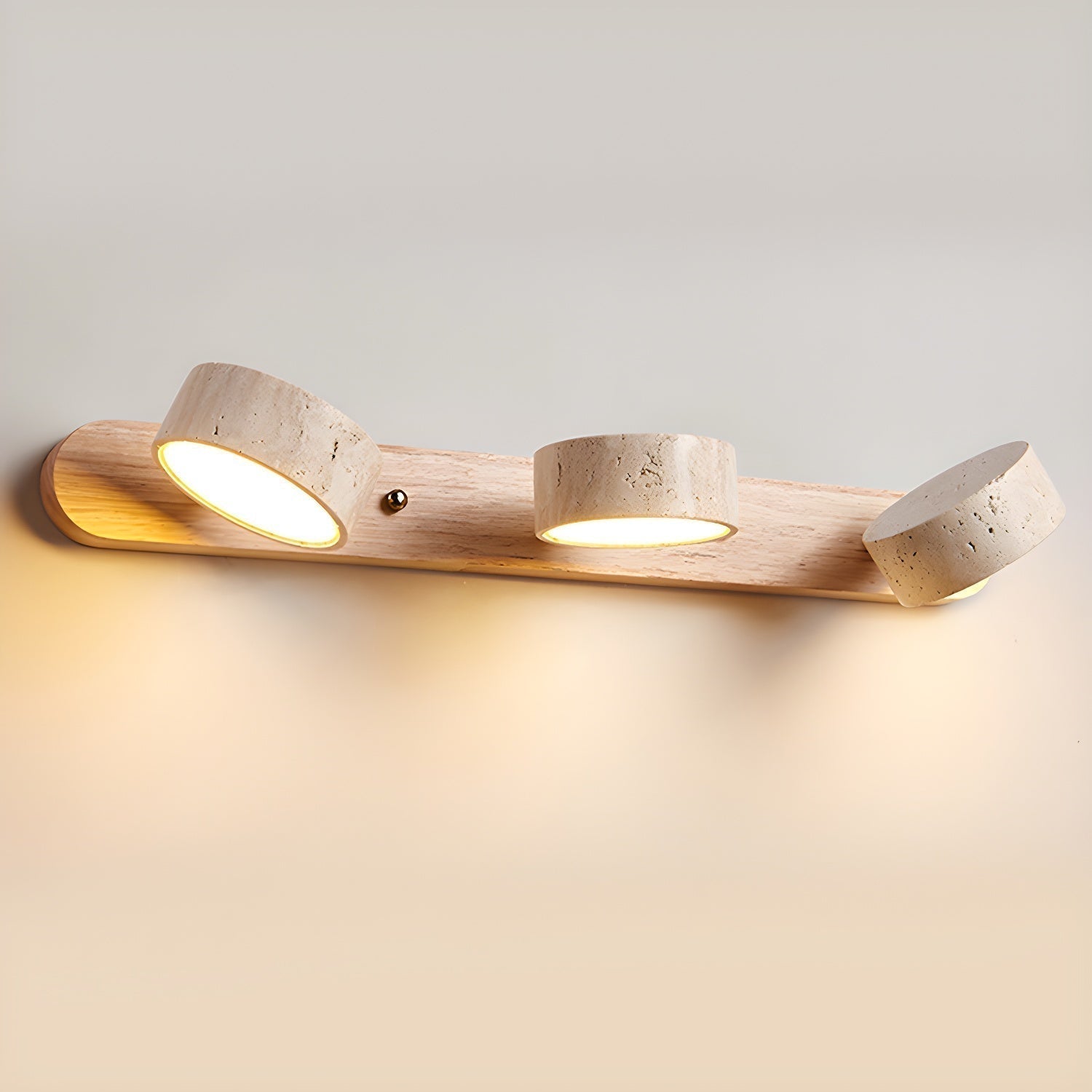 Travertine Duo Wall Lamp LED Bracket Light | Natural Stone & Wood | Modern Minimalist Wall Sconce | 2–4 Light Options