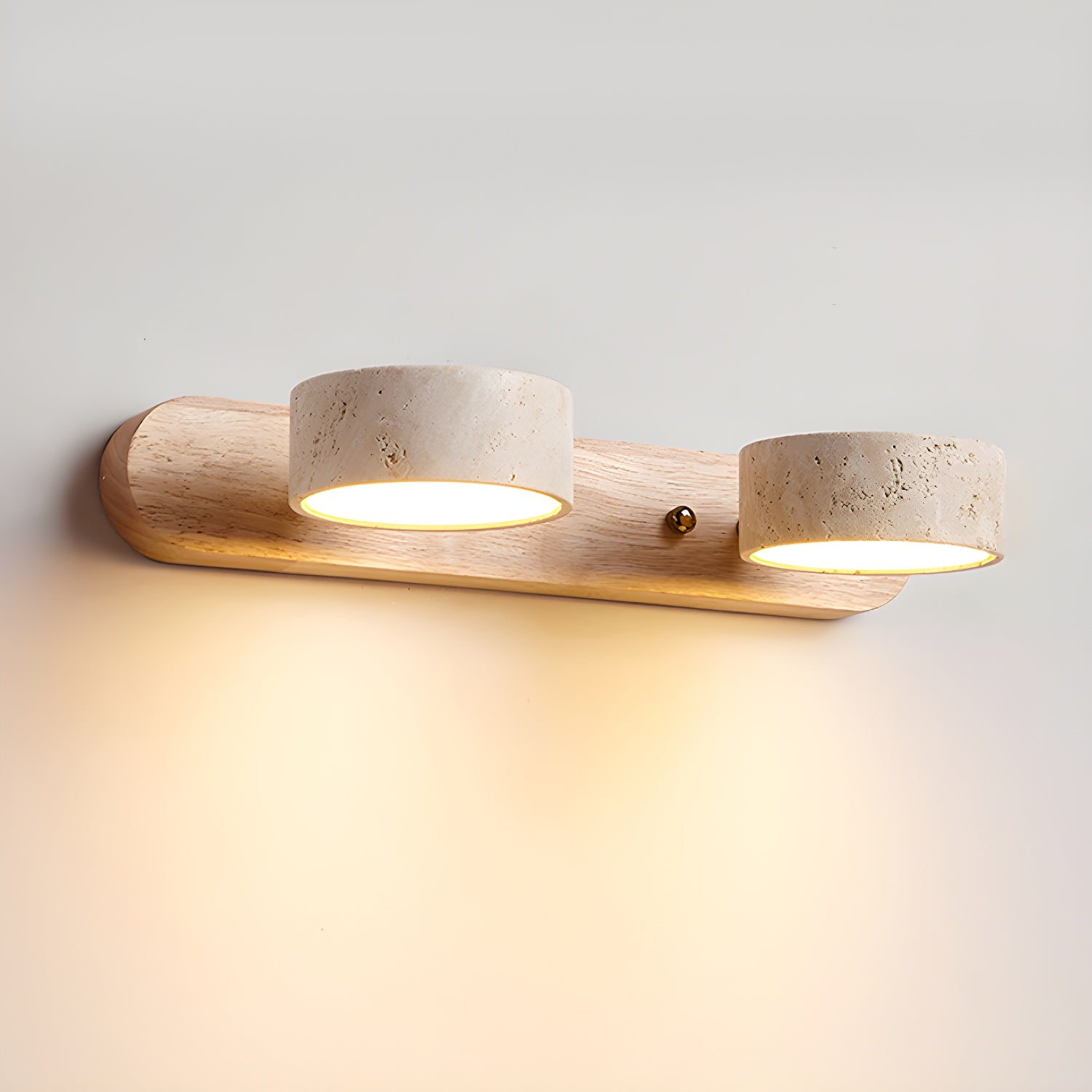 Travertine Duo Wall Lamp LED Bracket Light | Natural Stone & Wood | Modern Minimalist Wall Sconce | 2–4 Light Options