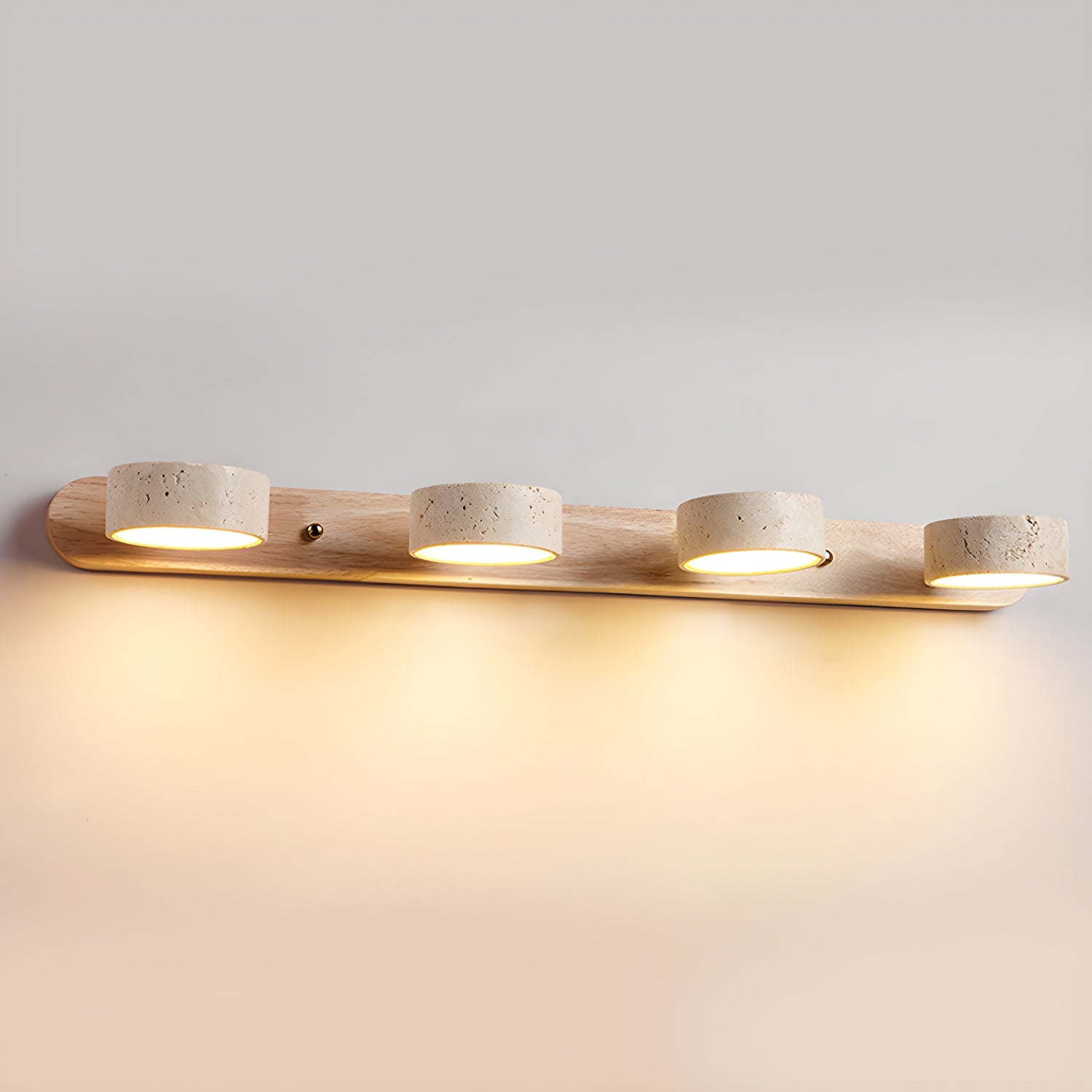 Travertine Duo Wall Lamp LED Bracket Light | Natural Stone & Wood | Modern Minimalist Wall Sconce | 2–4 Light Options