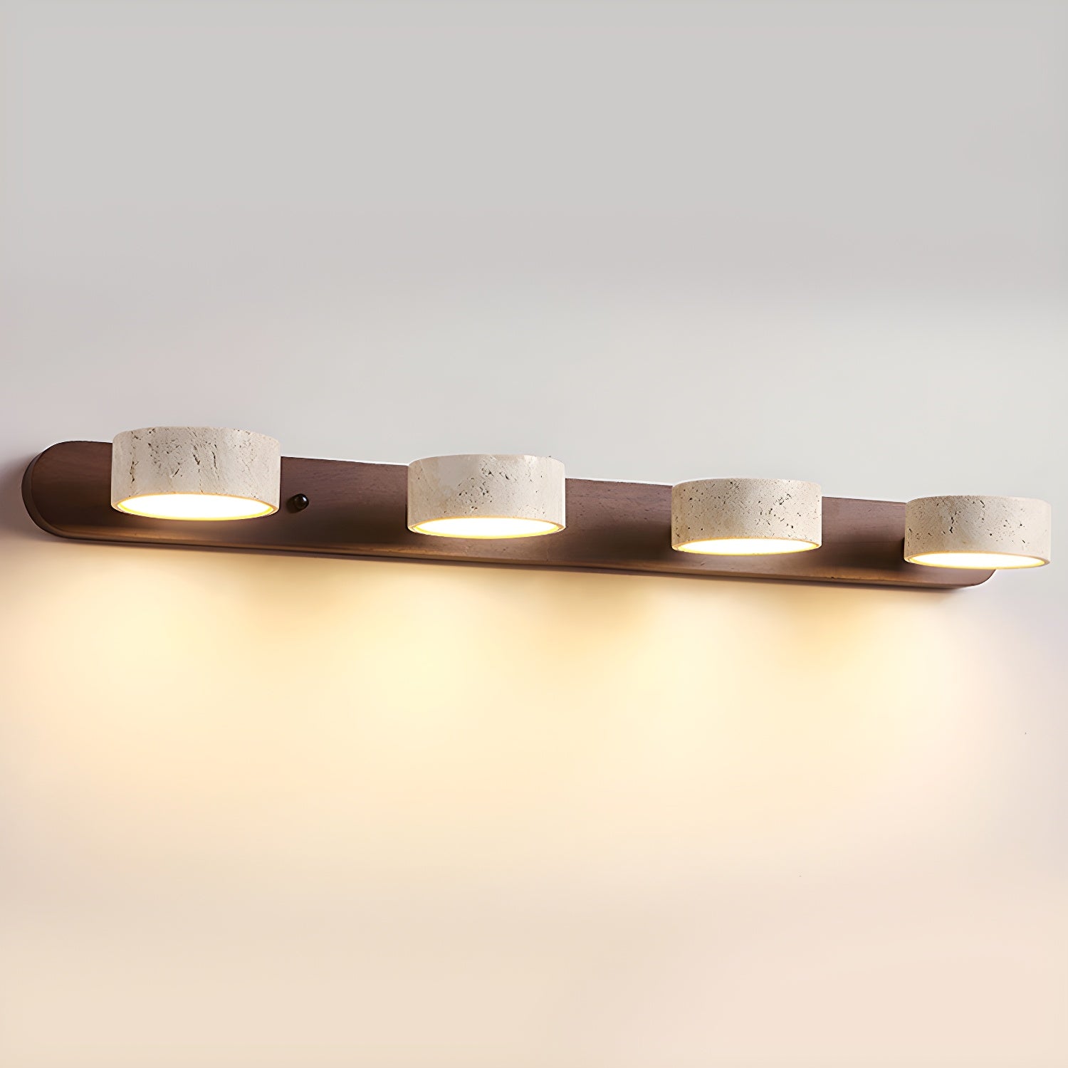 Travertine Duo Wall Lamp LED Bracket Light | Natural Stone & Wood | Modern Minimalist Wall Sconce | 2–4 Light Options