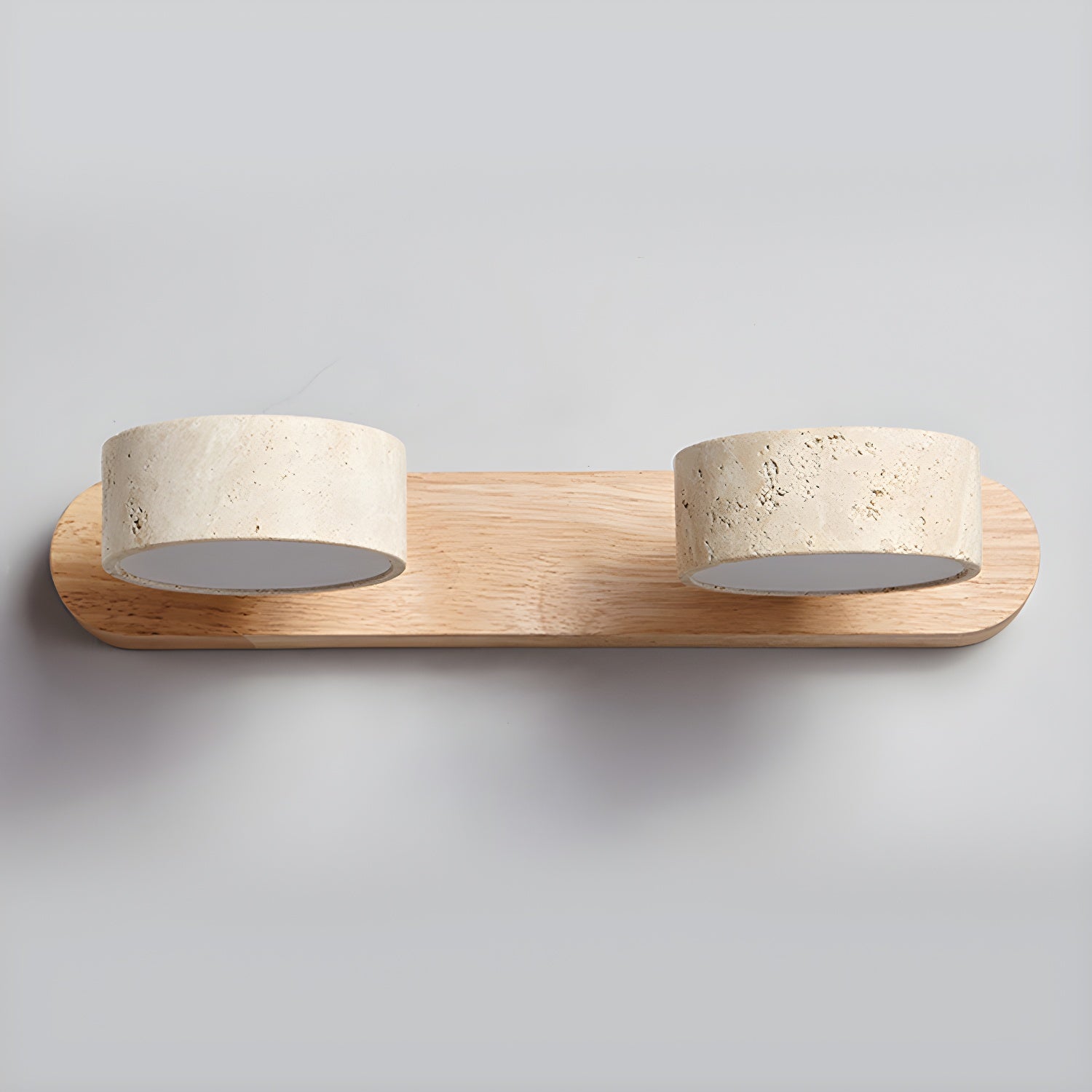 Travertine Duo Wall Lamp LED Bracket Light | Natural Stone & Wood | Modern Minimalist Wall Sconce | 2–4 Light Options